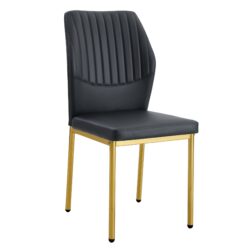 Luxury Simple Chair (Set of 4) High Resilience Dining Chair With Metal Legs - Black / Gold