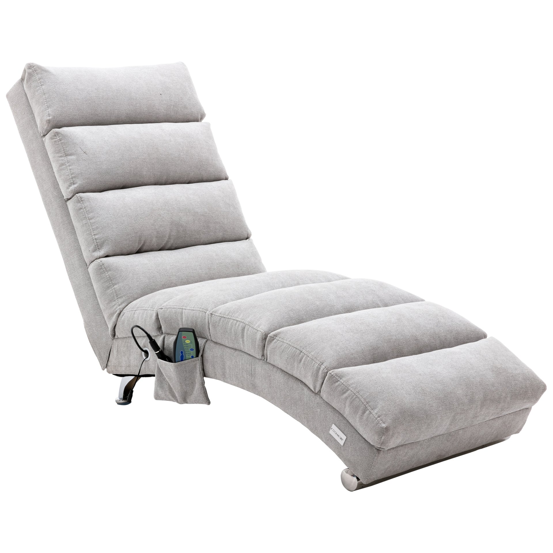 Linen Massage Chaise Lounge Indoor With Remote Control, Ergonomic Electric Massage Lounger With 5 Modes - Light Gray - Image 17