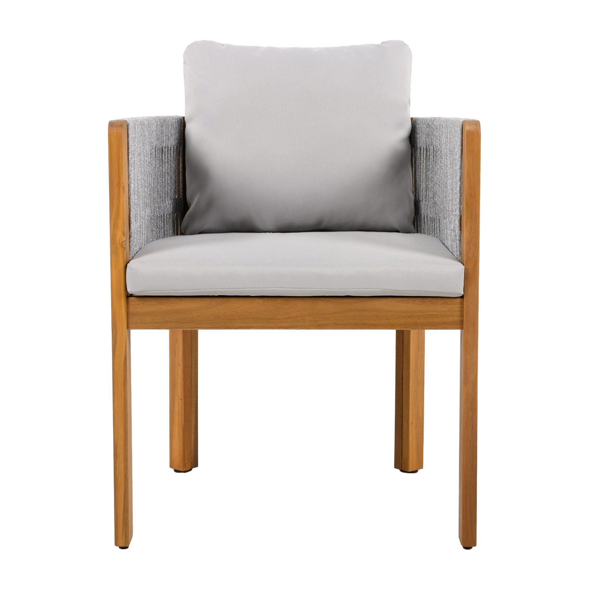 Outdoor Dining Chairs With Rope Handles (Set of 2) - Gray / Teak - Image 6