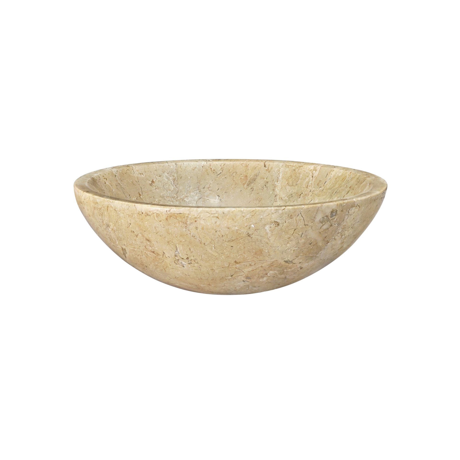 Bathroom Vessel Sink, Semi Polished Surface, Genuine Real Marble - Beige / Gold - Image 7