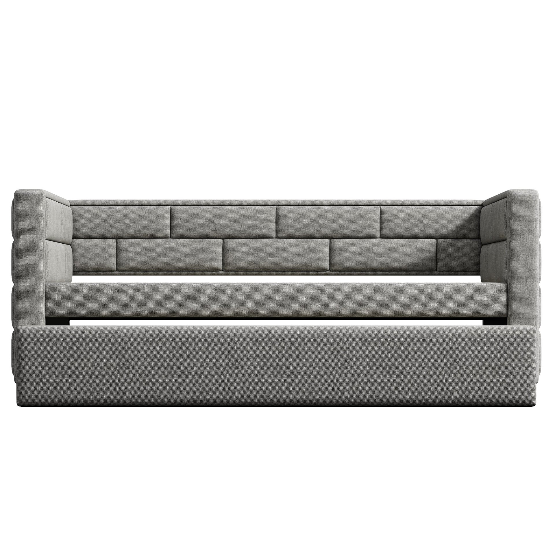Upholstered Twin Size Daybed With Trundle, Padded Back And Sides - Gray - Image 14