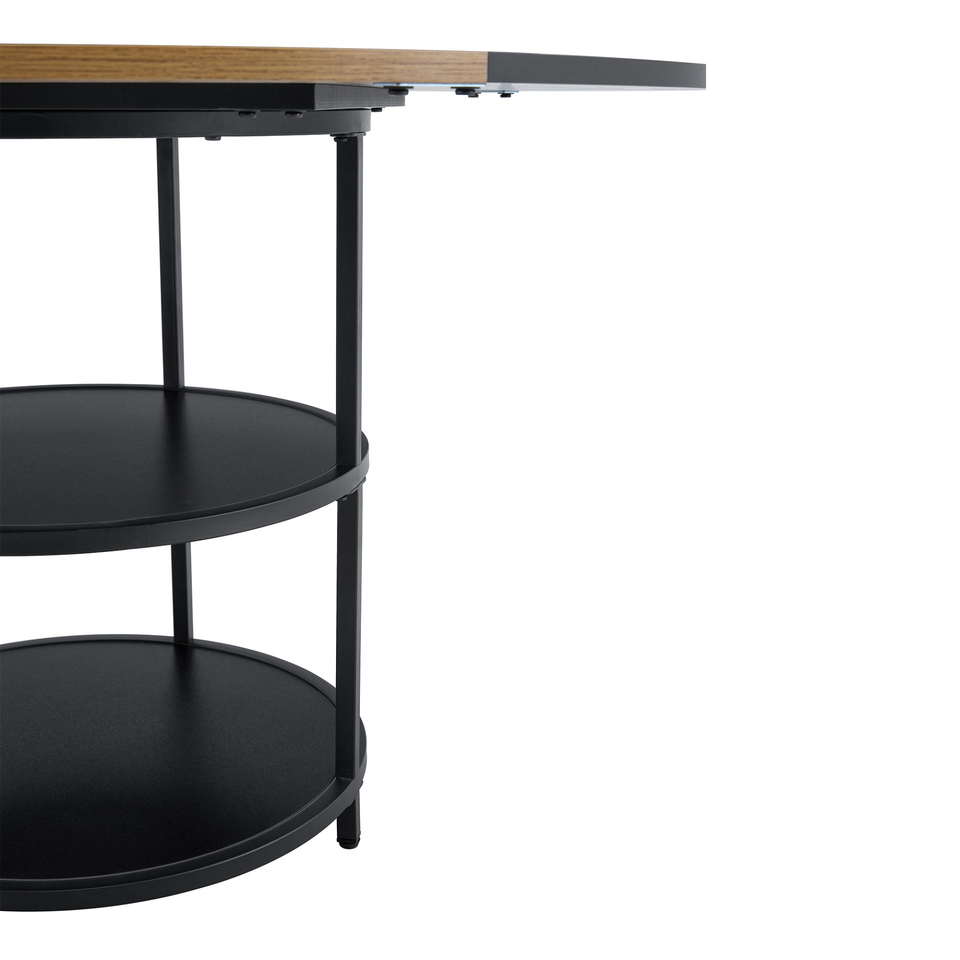 Diameter - Modern Splicing Circular Dining Table Double Layer Storage - Wood / Black - Image 13