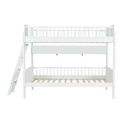 Twin Size Bunk Bed With 3 Storage Shelves, Adjustable Ladder Left Or Right - White