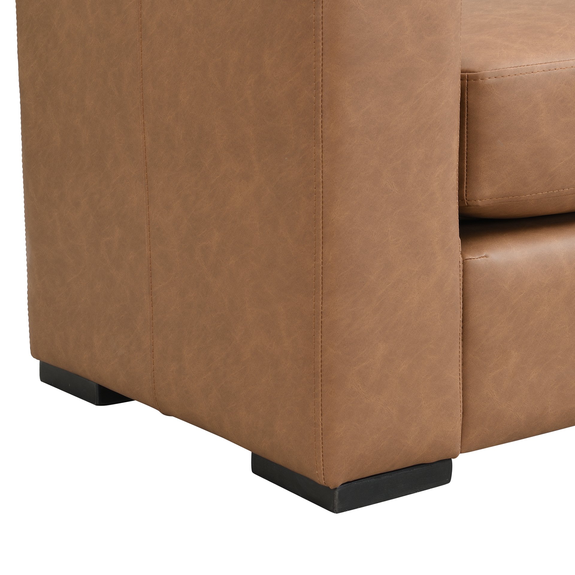 Ottoman With Unique Armrest Design For Living Spaces - Brown Pu - Image 10