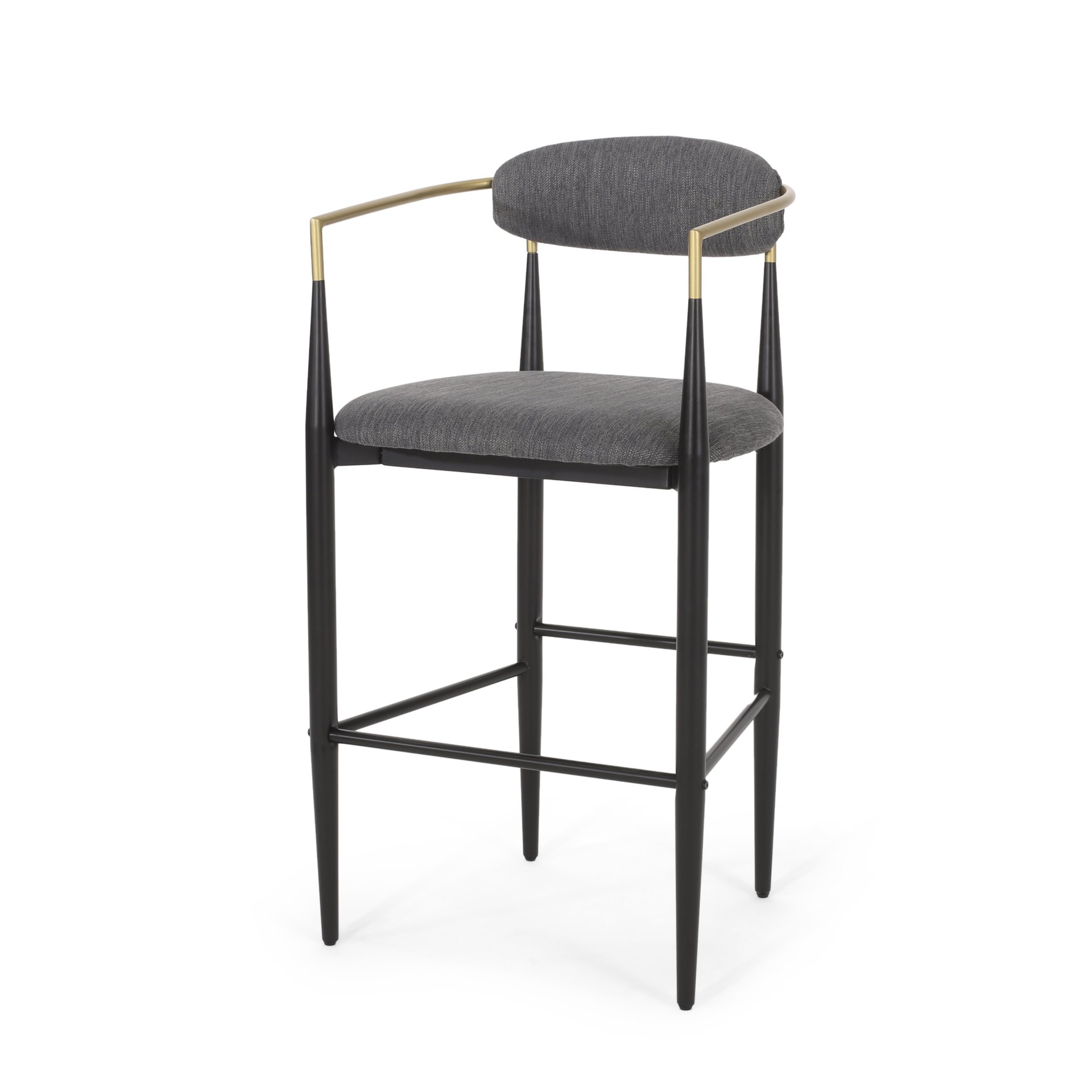 Upholstered Bar Stools With Backs For Kitchen Island (Set of 2) - Charcoal - Image 7