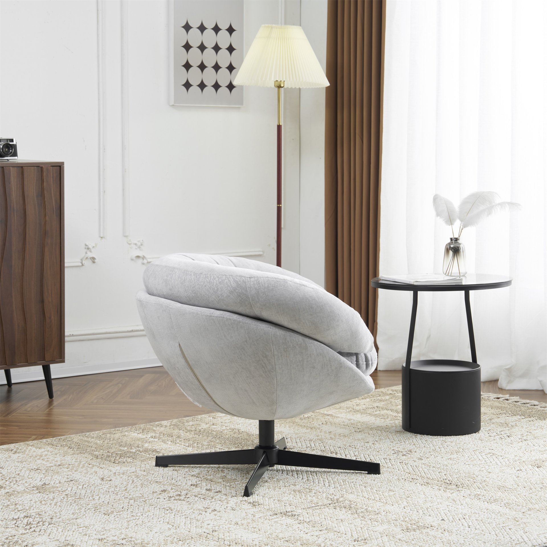 Modern Office Chair With Swivel - Gray - Image 13