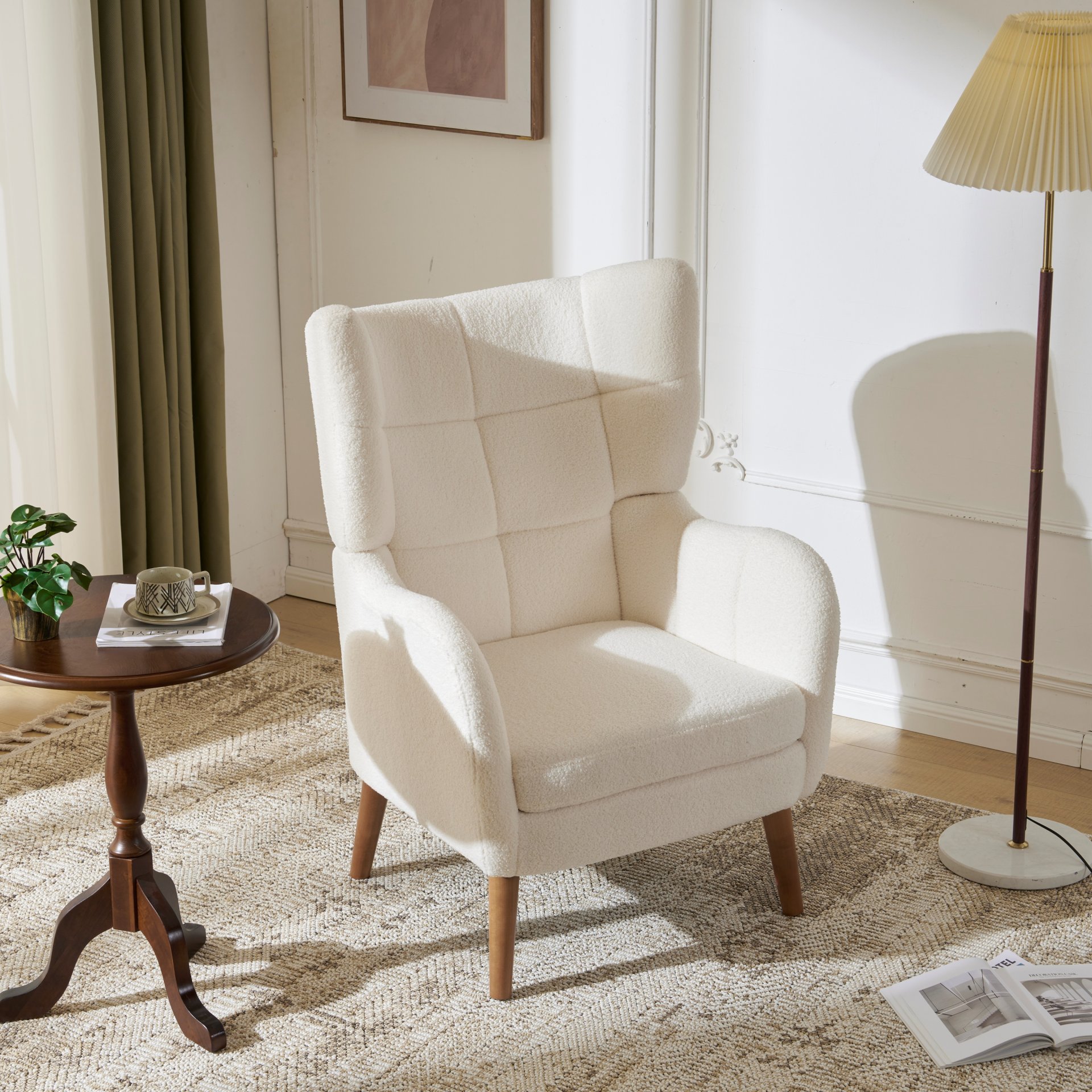 Accent Chair With Birch Wood Legs - White - Image 10