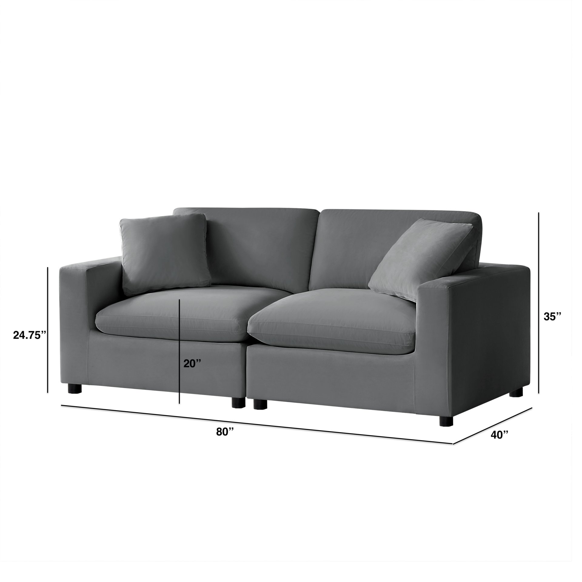 Caylie - Modular 2 Piece Sofa - Charcoal - Image 3