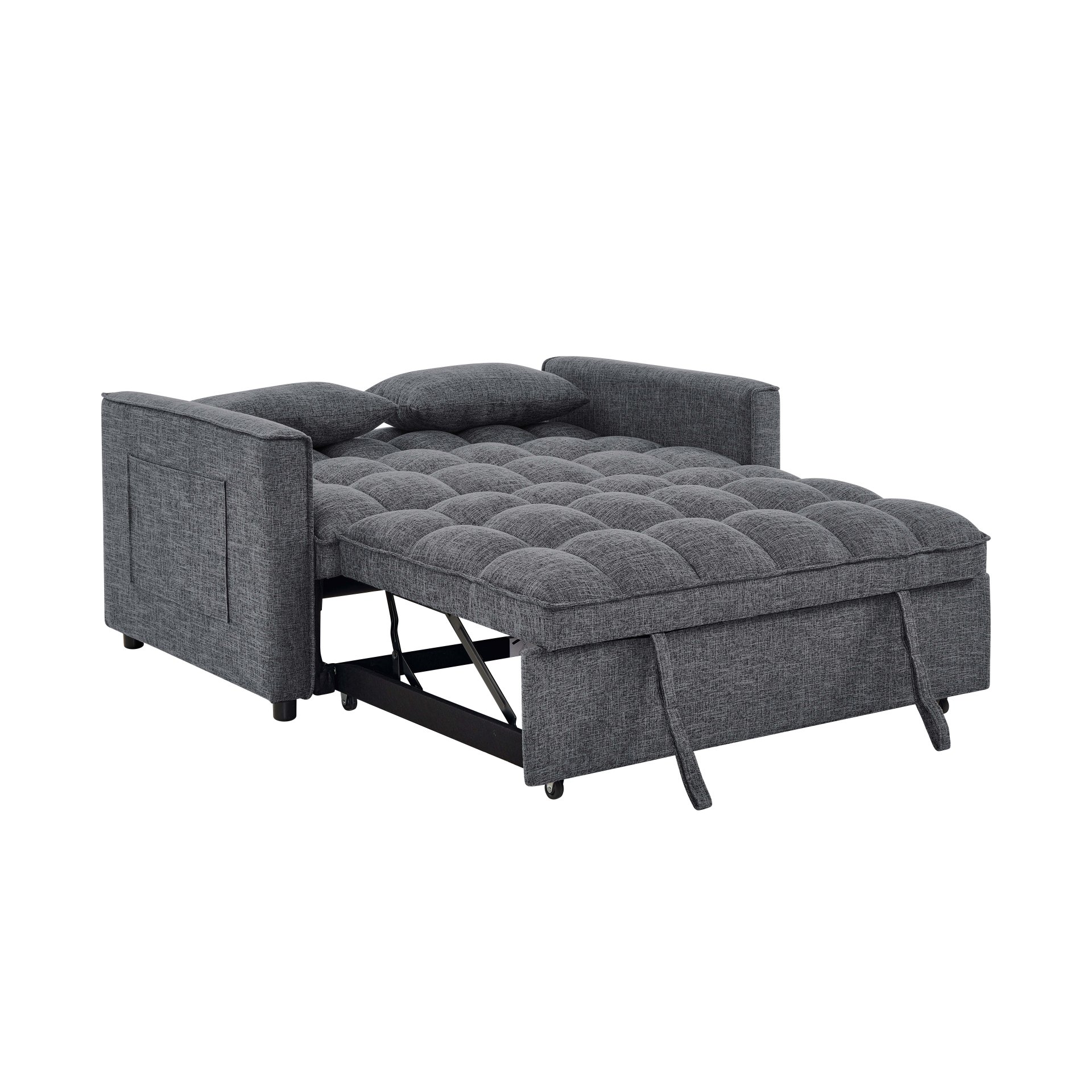 Sienna - Tufted Convertible Sleeper Sofa With Chaise - Gray - Image 6