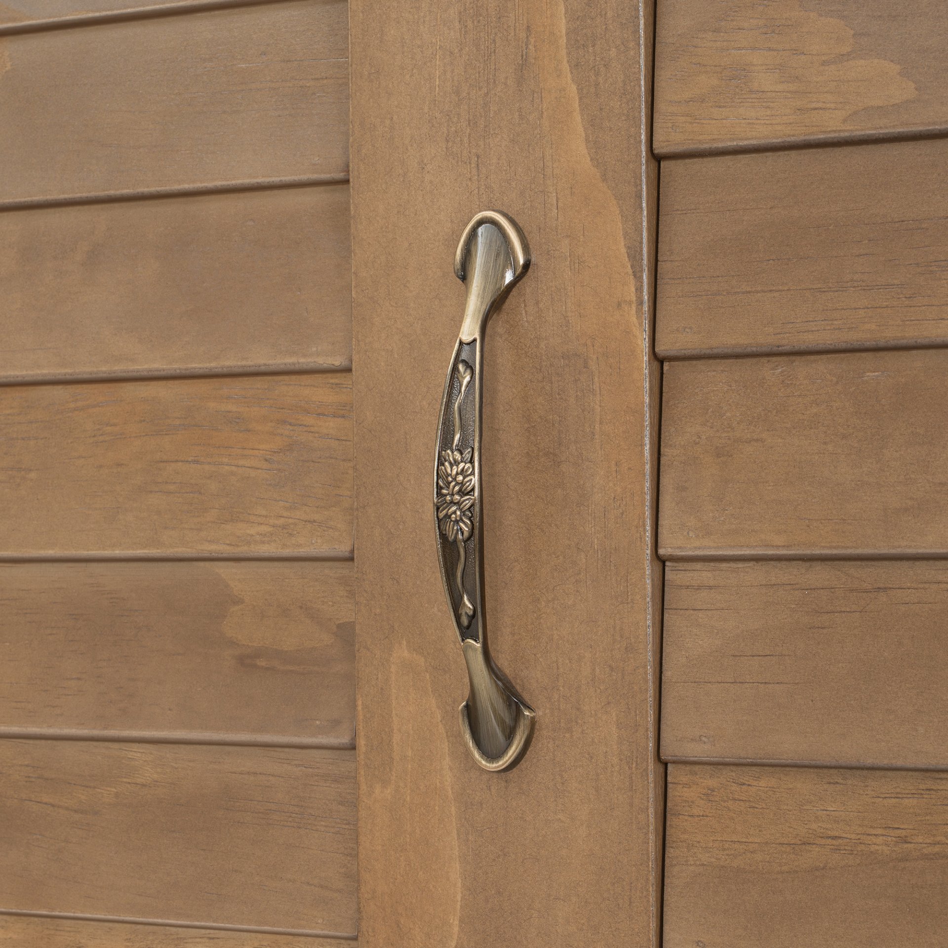 Queen Size Murphy Bed With Louvered Design And Multiple Storage Shelves - Wood - Image 8