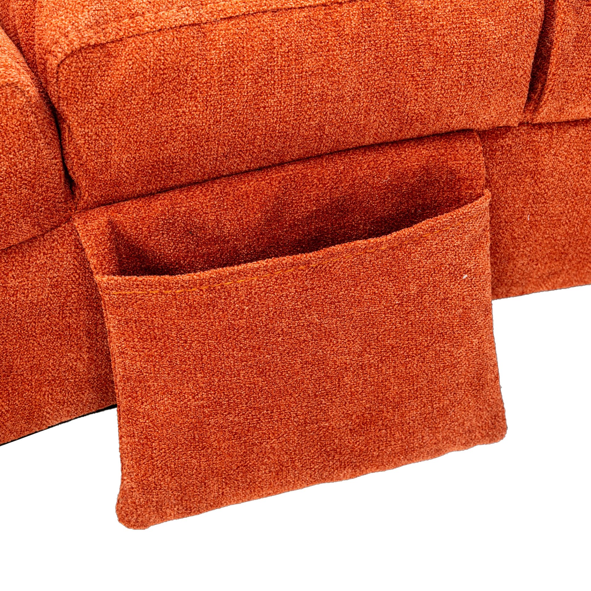 Ergonomic Linen Massage Chaise Lounge With Remote Control, 5 Modes - Orange - Image 21