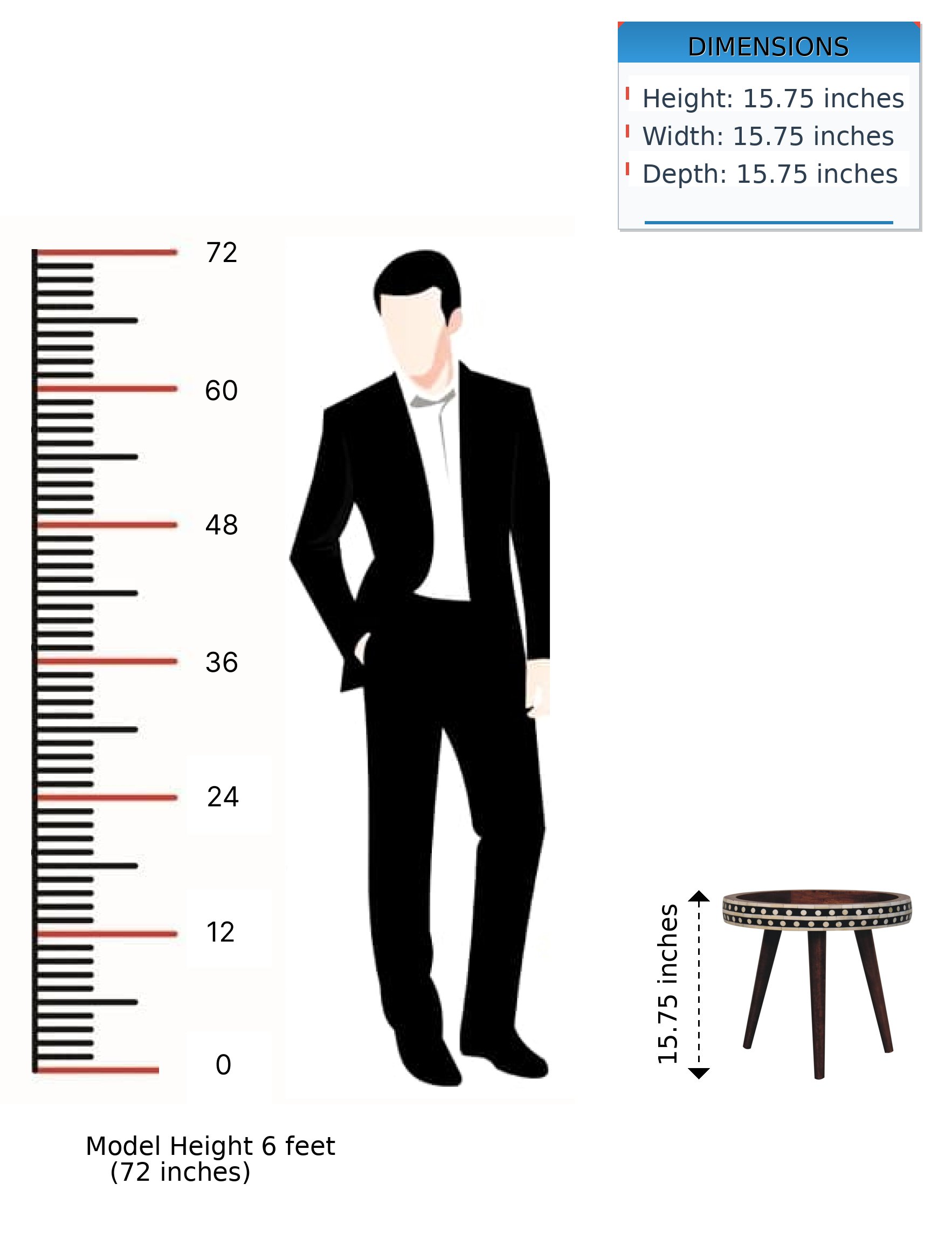 Small Patterned Nordic Style End Table - Caramel - Image 10