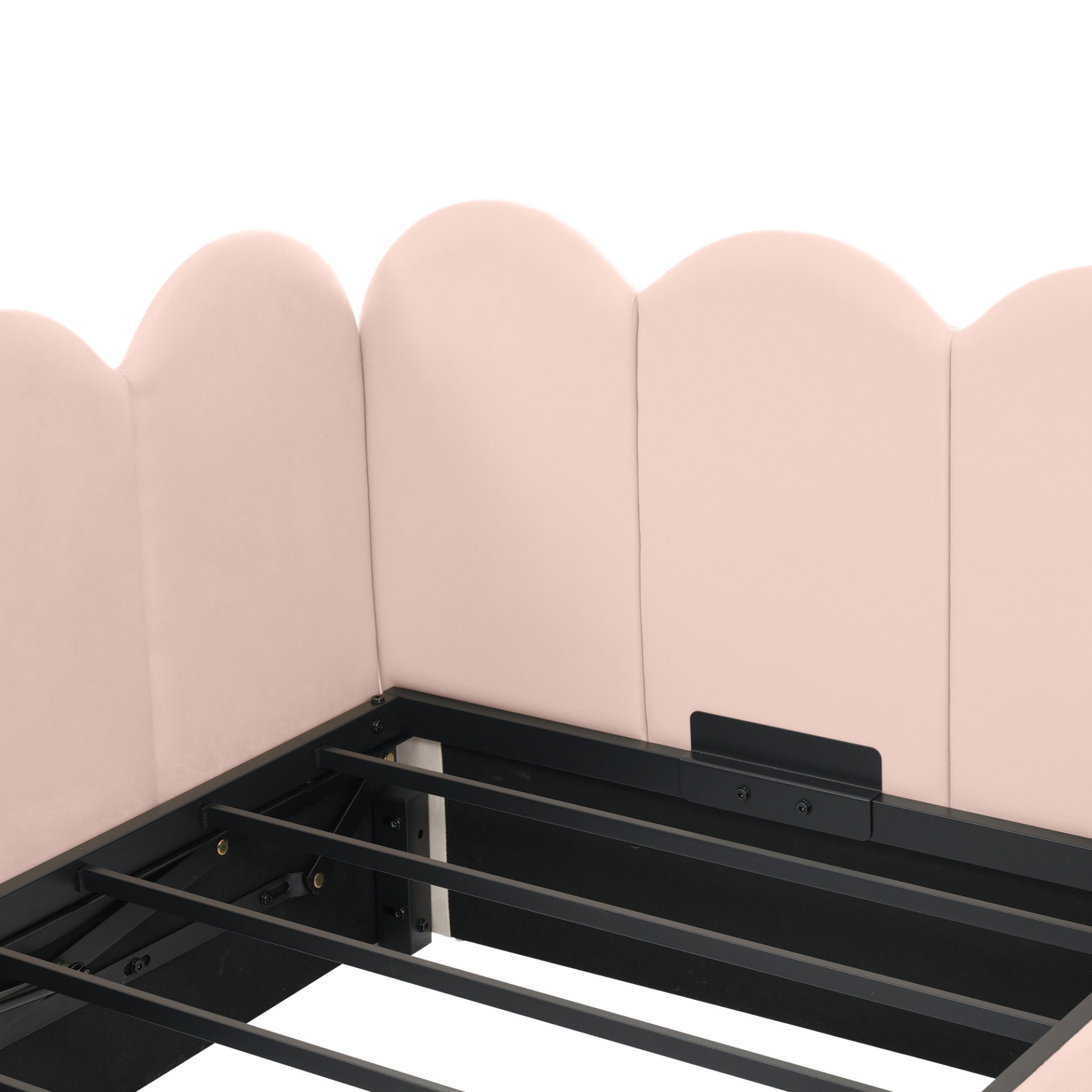 Twin Size Sofa Bed Frame With Slatted Base Daybed With Hydraulic Storage - Pink - Image 16