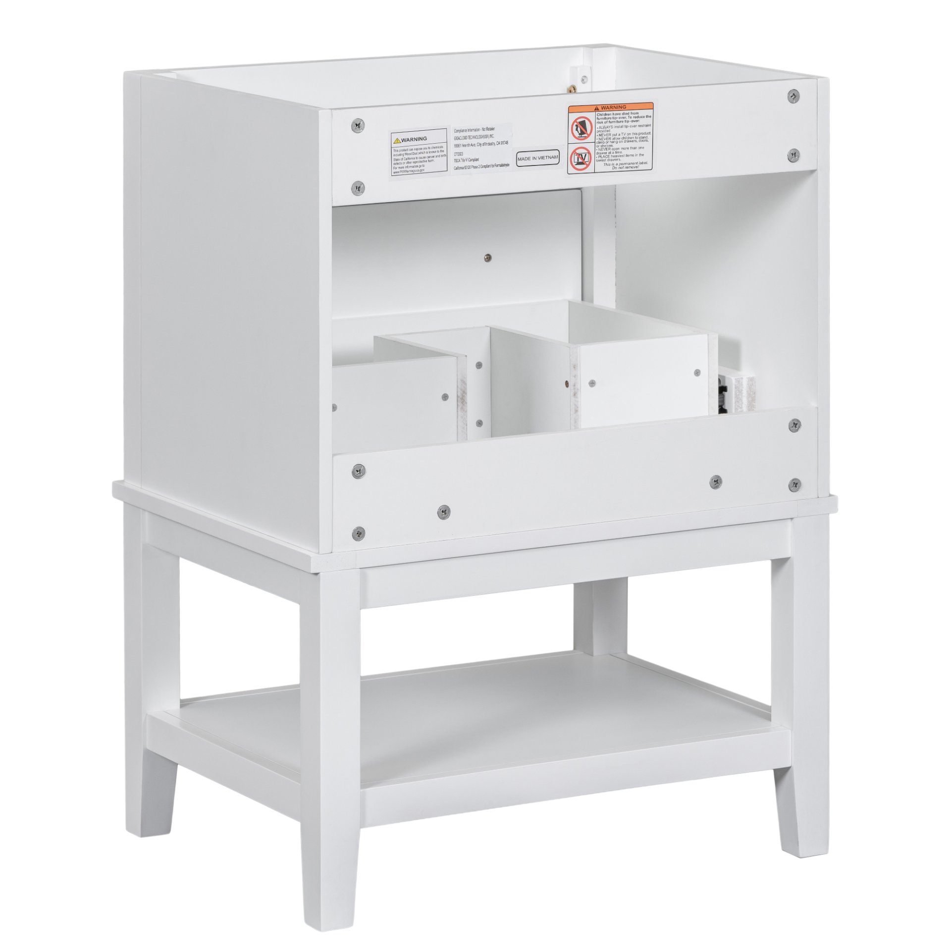 24" Bathroom Vanity Without Sink, Base Only, Storage Cabinet With Drawer And Open Shelf - White - Image 10