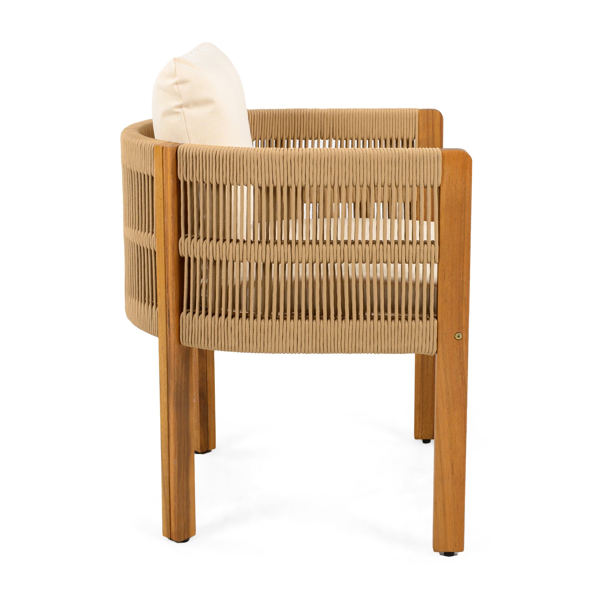 Outdoor Dining Chairs With Rope Handles (Set of 2) - Beige / Teak - Image 9