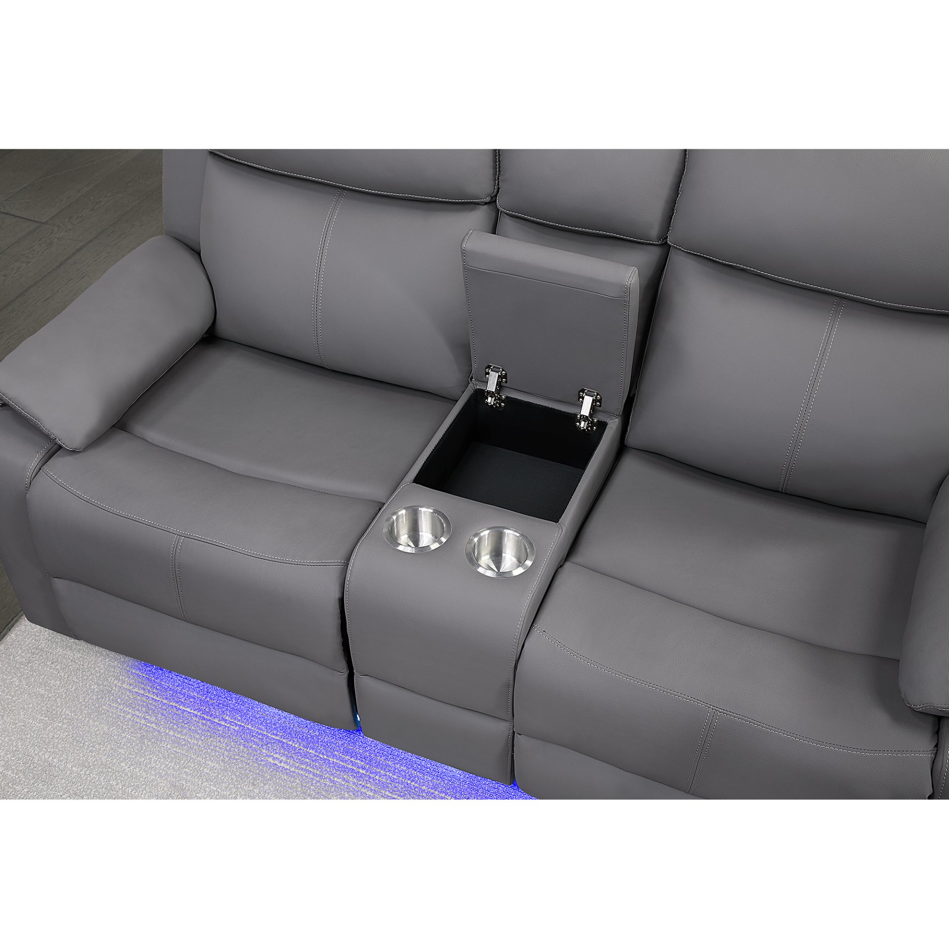 Blanche - Console Reclining Loveseat With LED Lights - Gray - Image 7