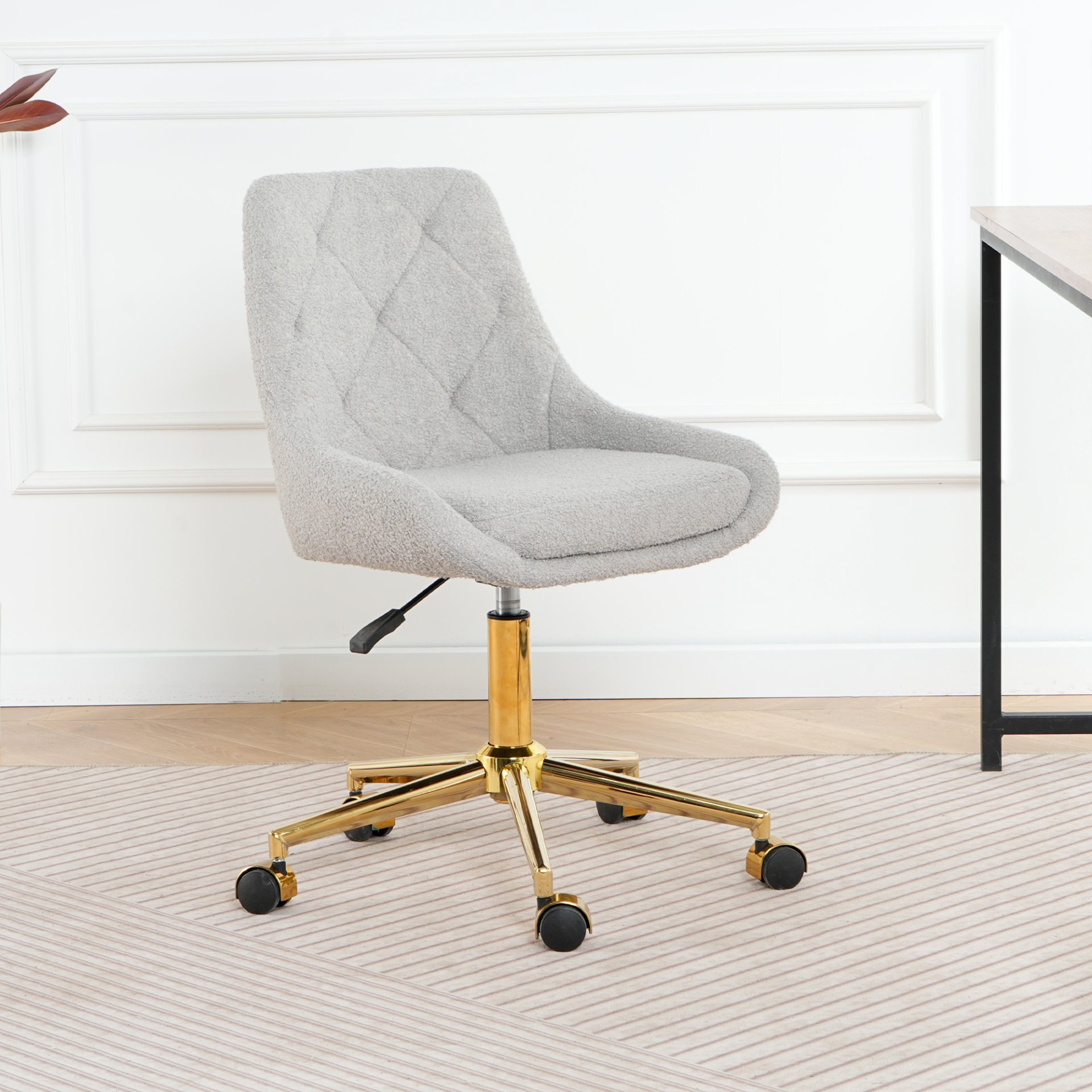 Modern Teddy Velvet Fabric Dining Chair With Gold Plated 5 Claw Legs - Gray - Image 5