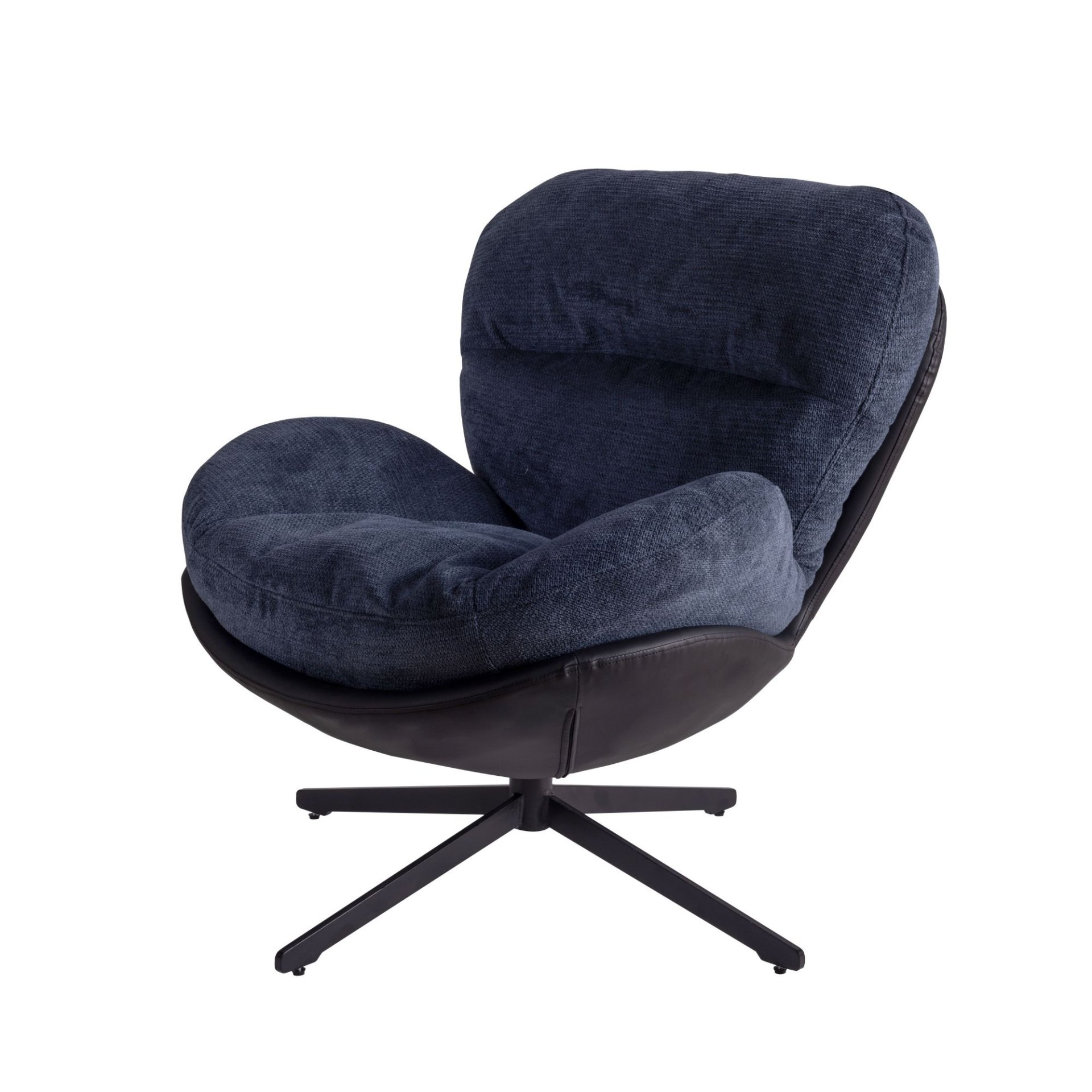 360° Swivel Office Chair, Modern Chenille Chair With And Metal Base Frame, No Wheels, Accent Chair - Dark Blue - Image 11