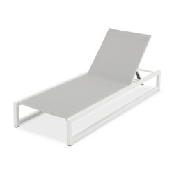5 Level Adjustable Outdoor Chaise Lounge - Light Gray / White