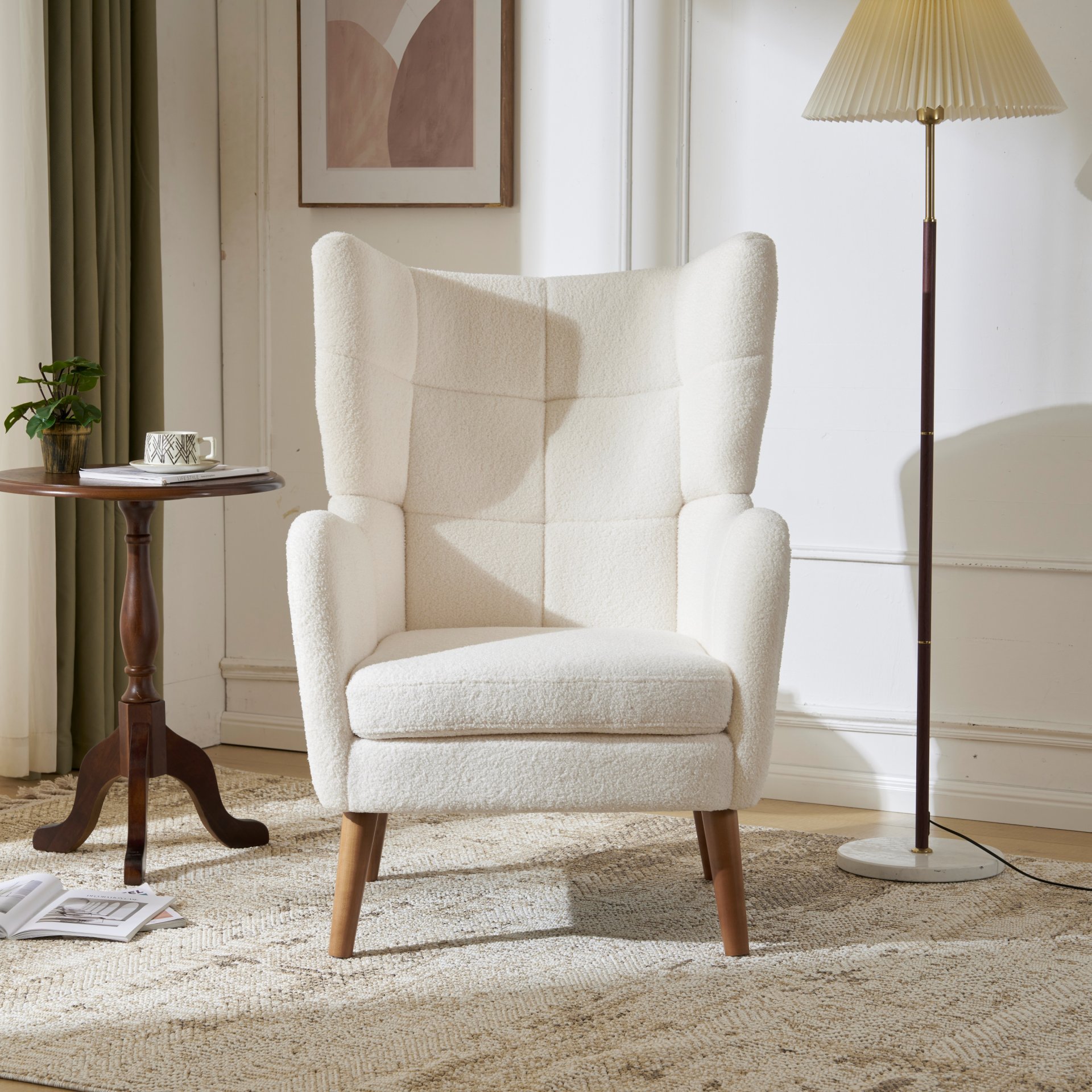 Accent Chair With Birch Wood Legs - White - Image 9