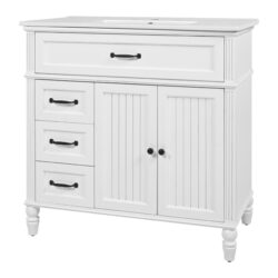 Bathroom Vanity With Sink, Freestanding Cabinet With Drawers - White