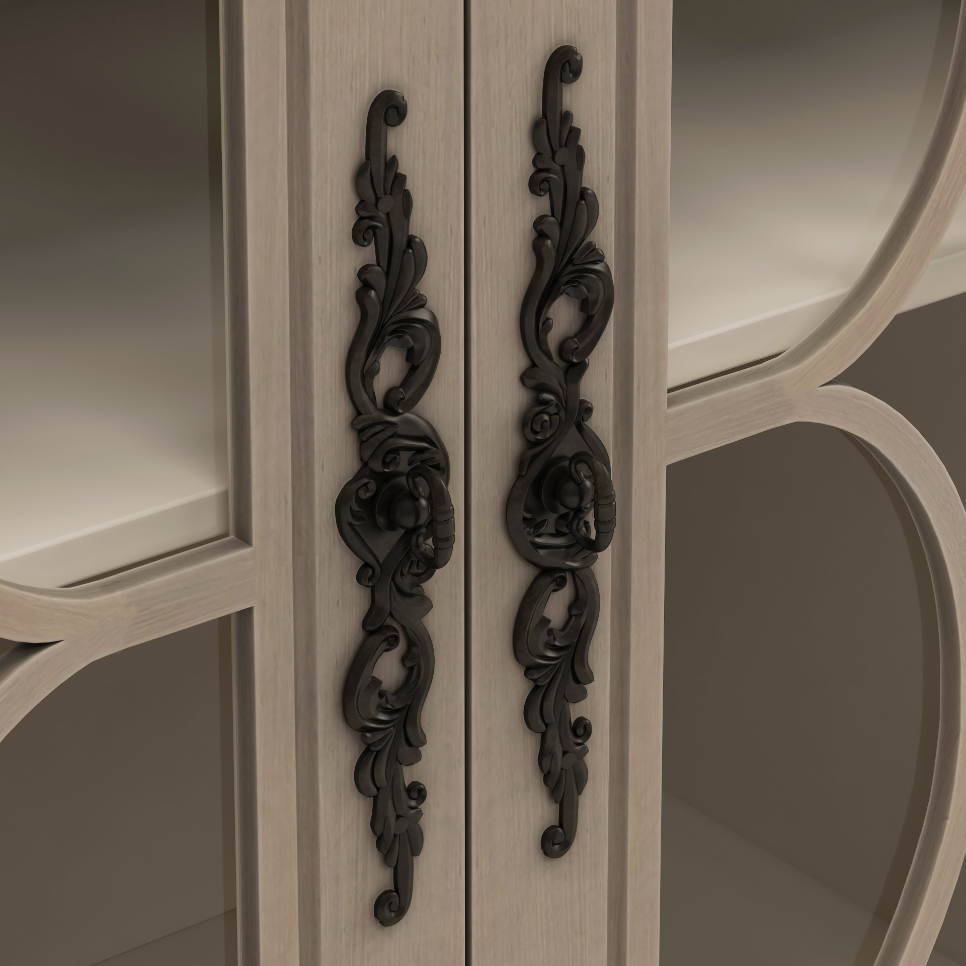 Elegant 4 Door Cabinet With Tempered Glass Doors - Beige - Image 12