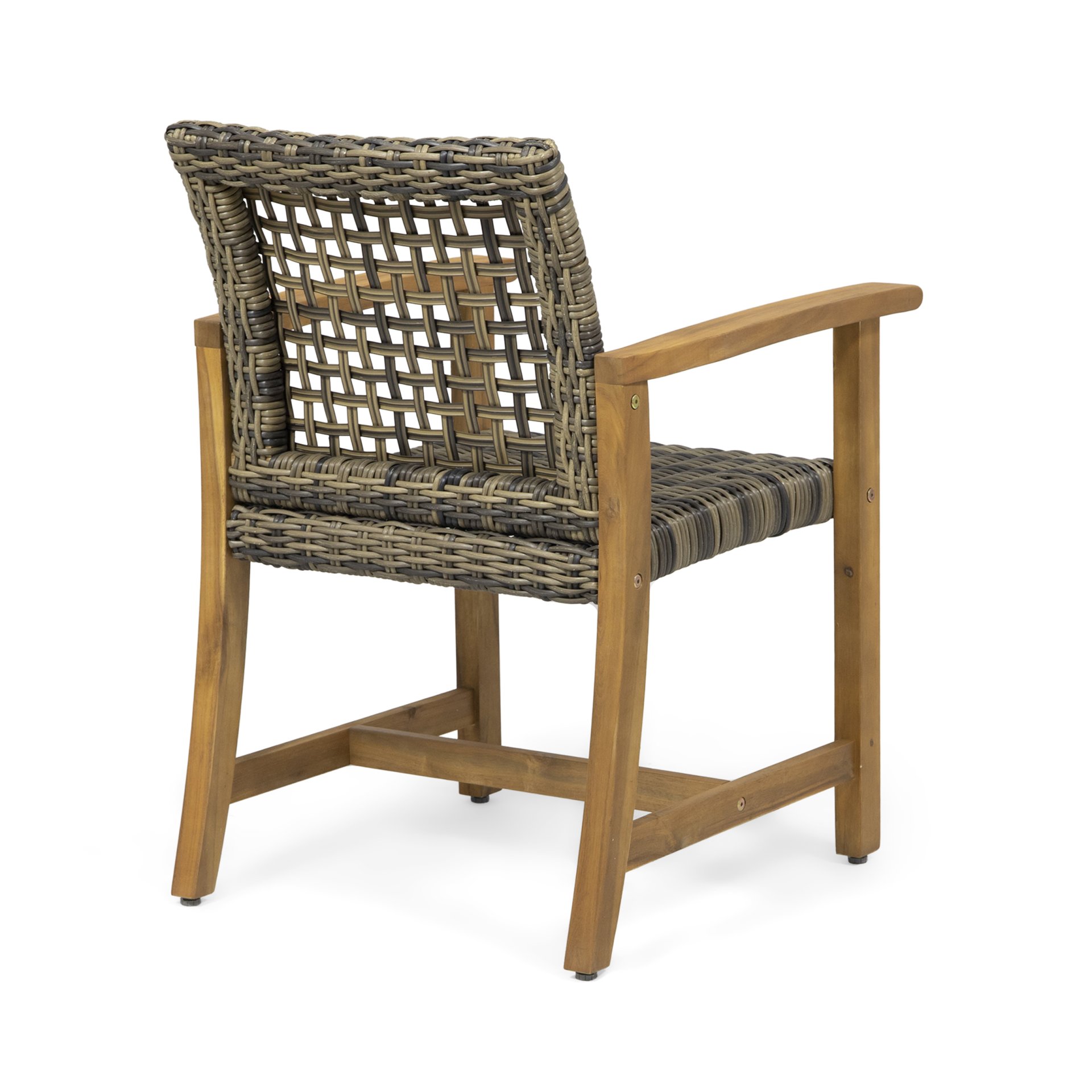 Outdoor Dining Chair (Set of 2), Teak Acacia Wood Frame - Natural Stained - Image 9