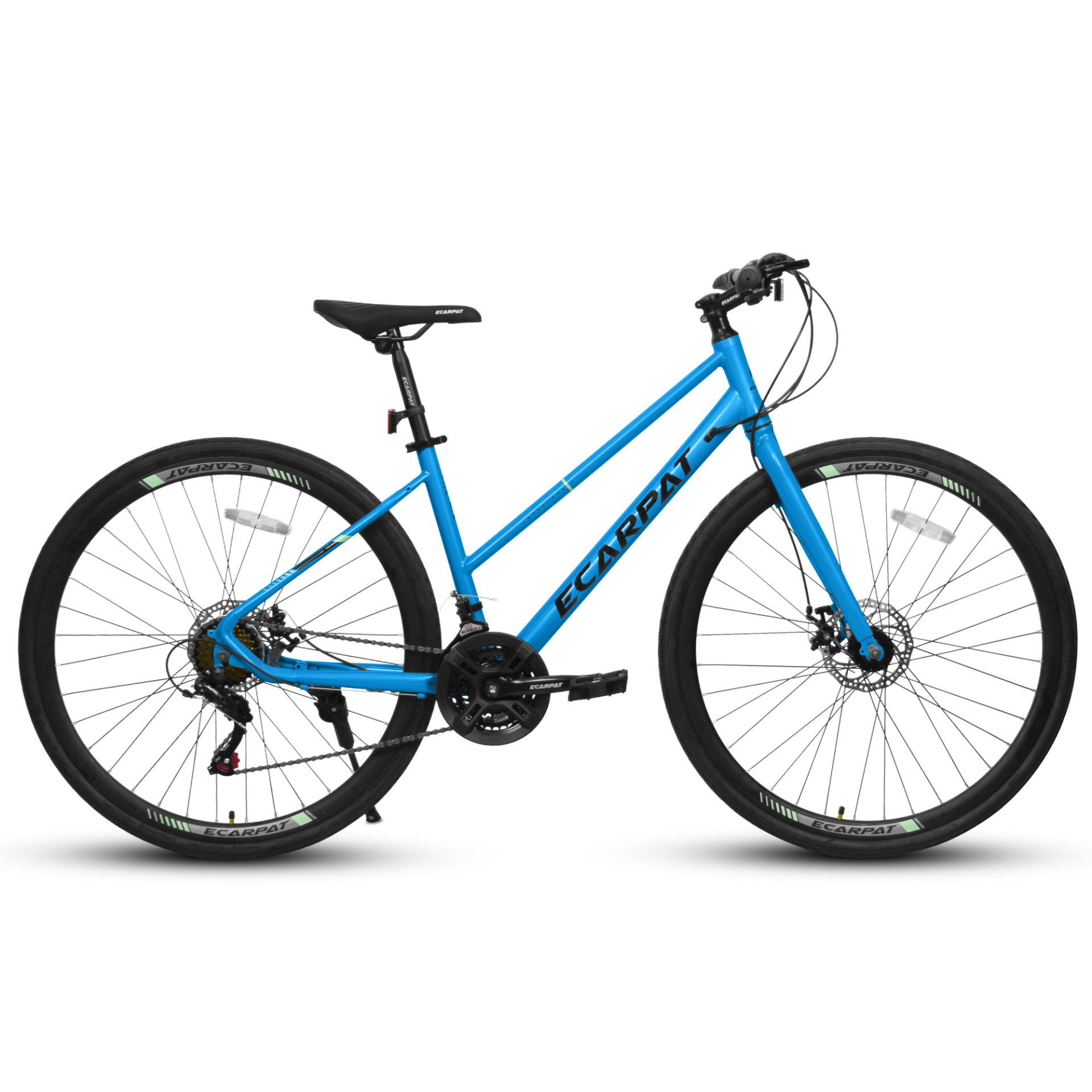 A28250 700Cx35 Road Bike With Aluminum Alloy Wheels, 21 Speed Gear System, Disc Brakes, Wide Tires, Ideal For Urban Commuting And Student Transportation - Black / Blue - Image 4