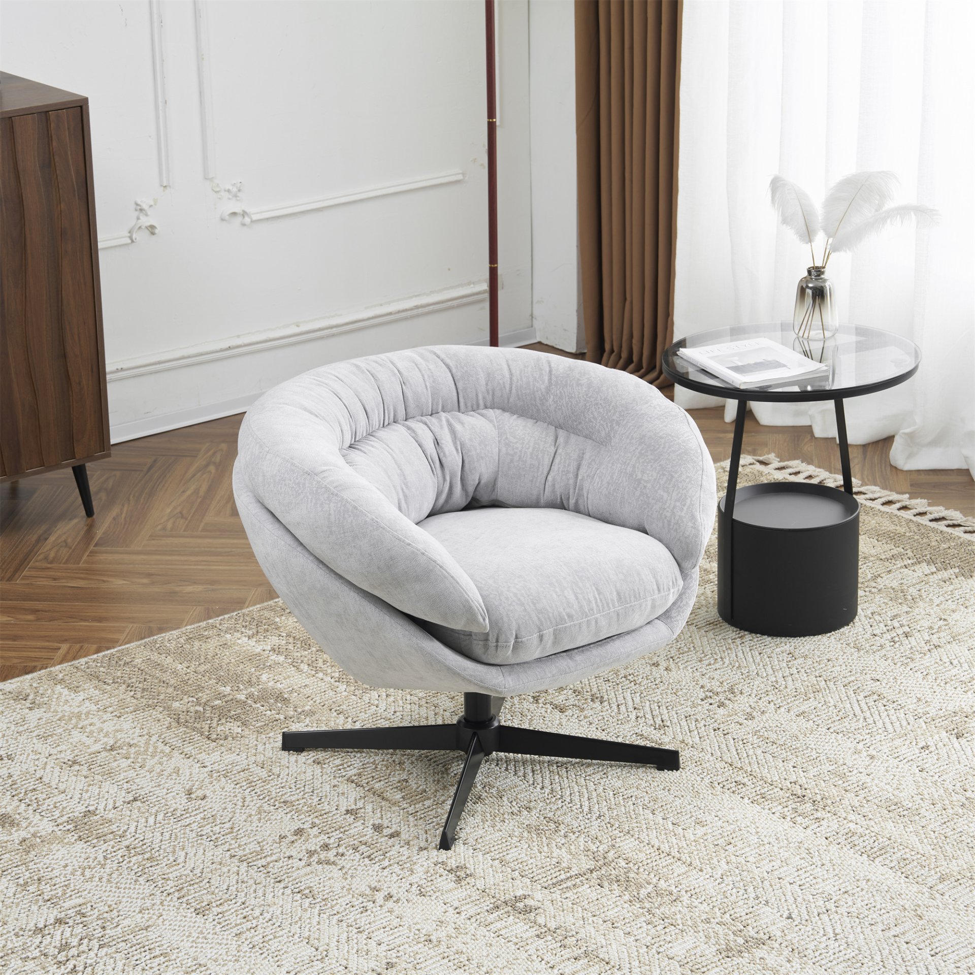 Modern Office Chair With Swivel - Gray - Image 12