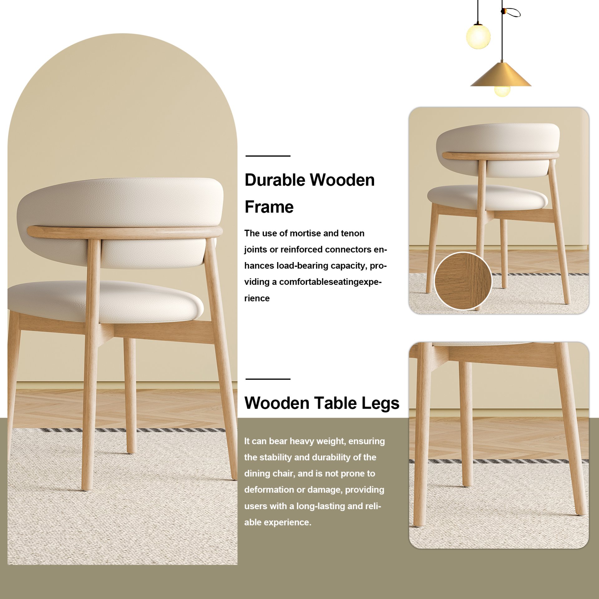 Dining Chair For Dining Room, Kitchen (Set of 2) - White - Image 6