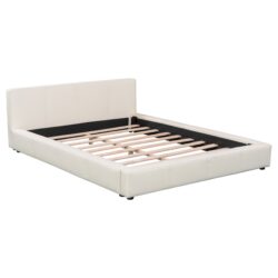 Full Size Upholstered Bed With Minimalist Design - Beige