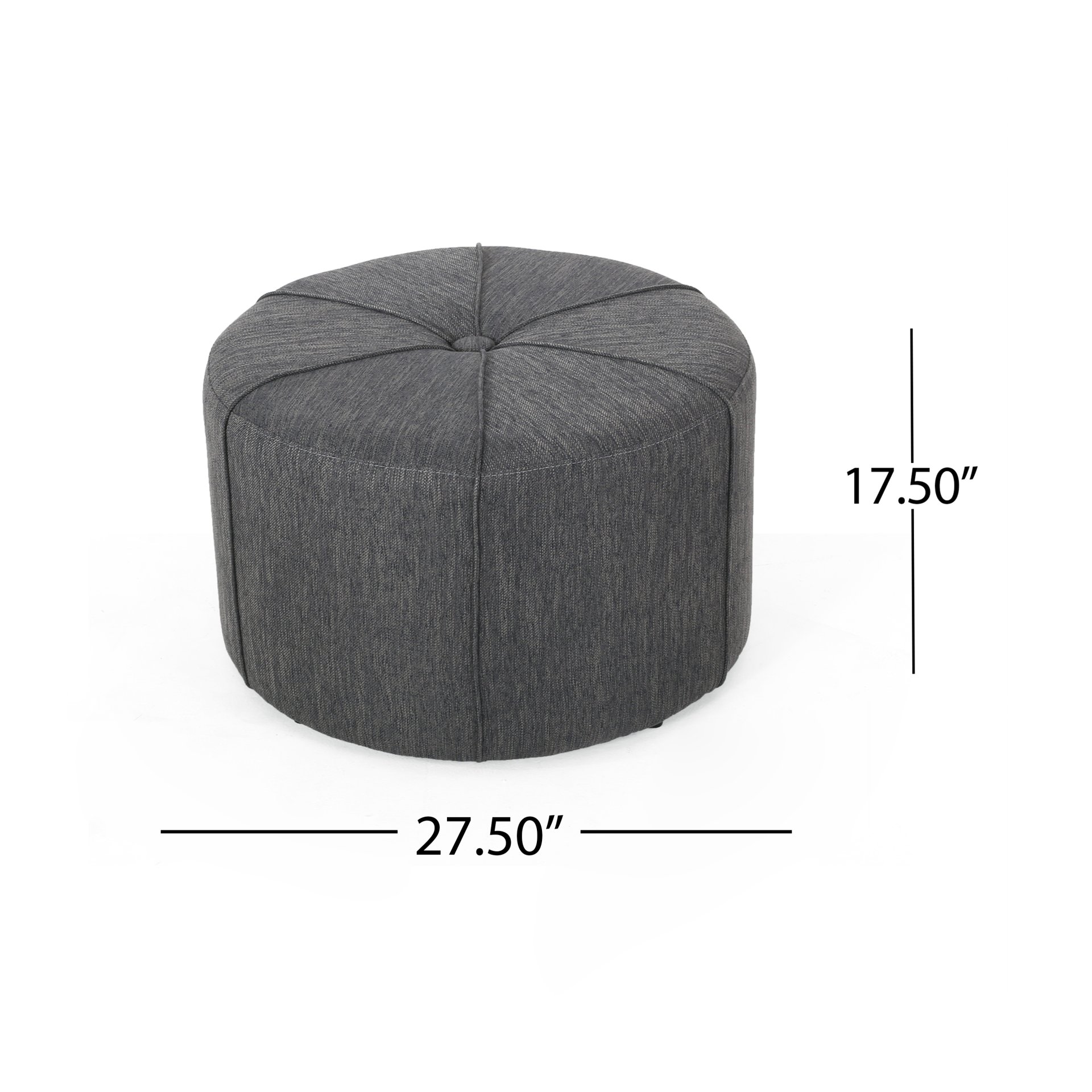 Modern Ottoman With Refined Fabric Upholstery, Solid And Engineered Wood - Charcoal - Image 3