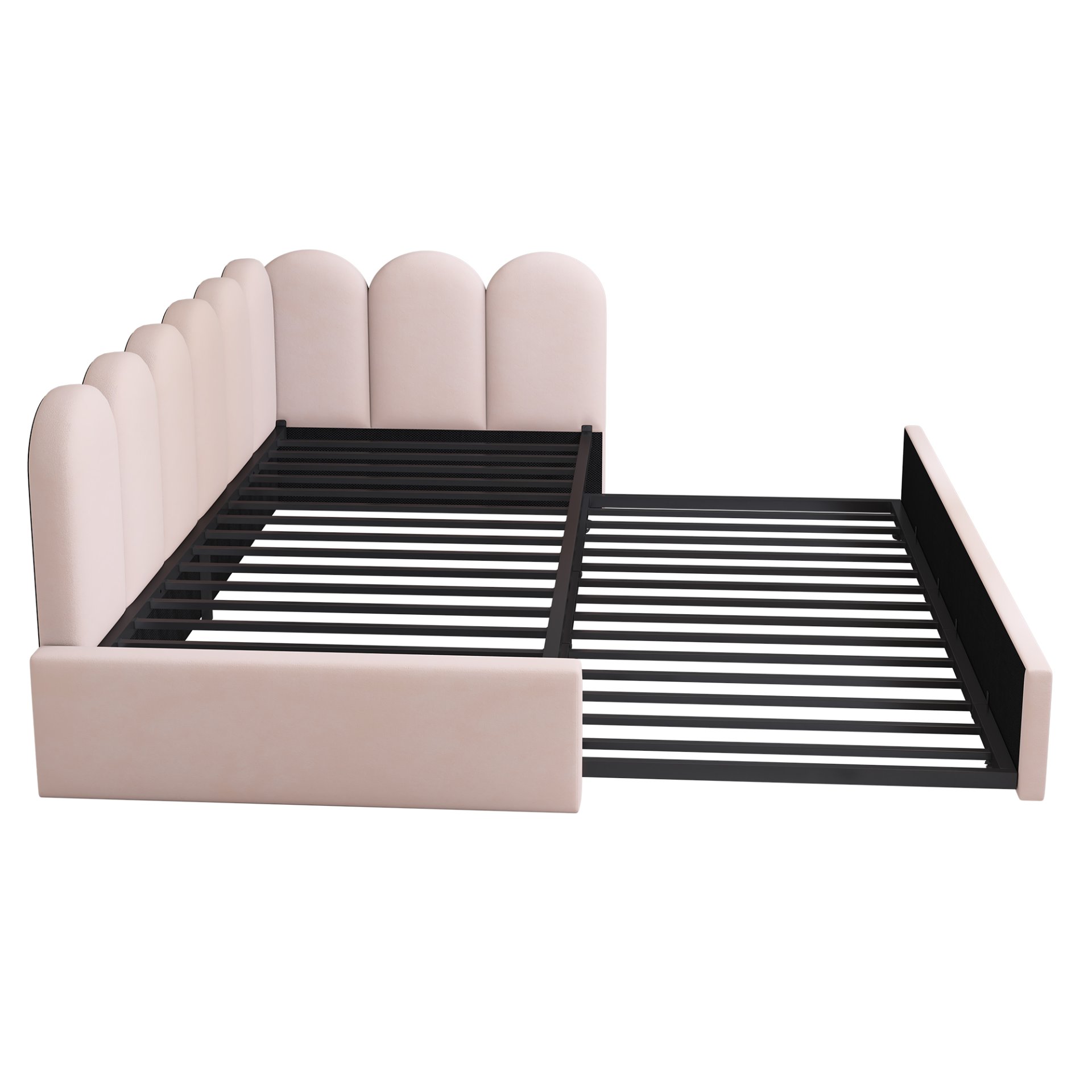 Twin Size Sofa L-Shaped Daybed With Pull Out Twin Bed - Pink - Image 14