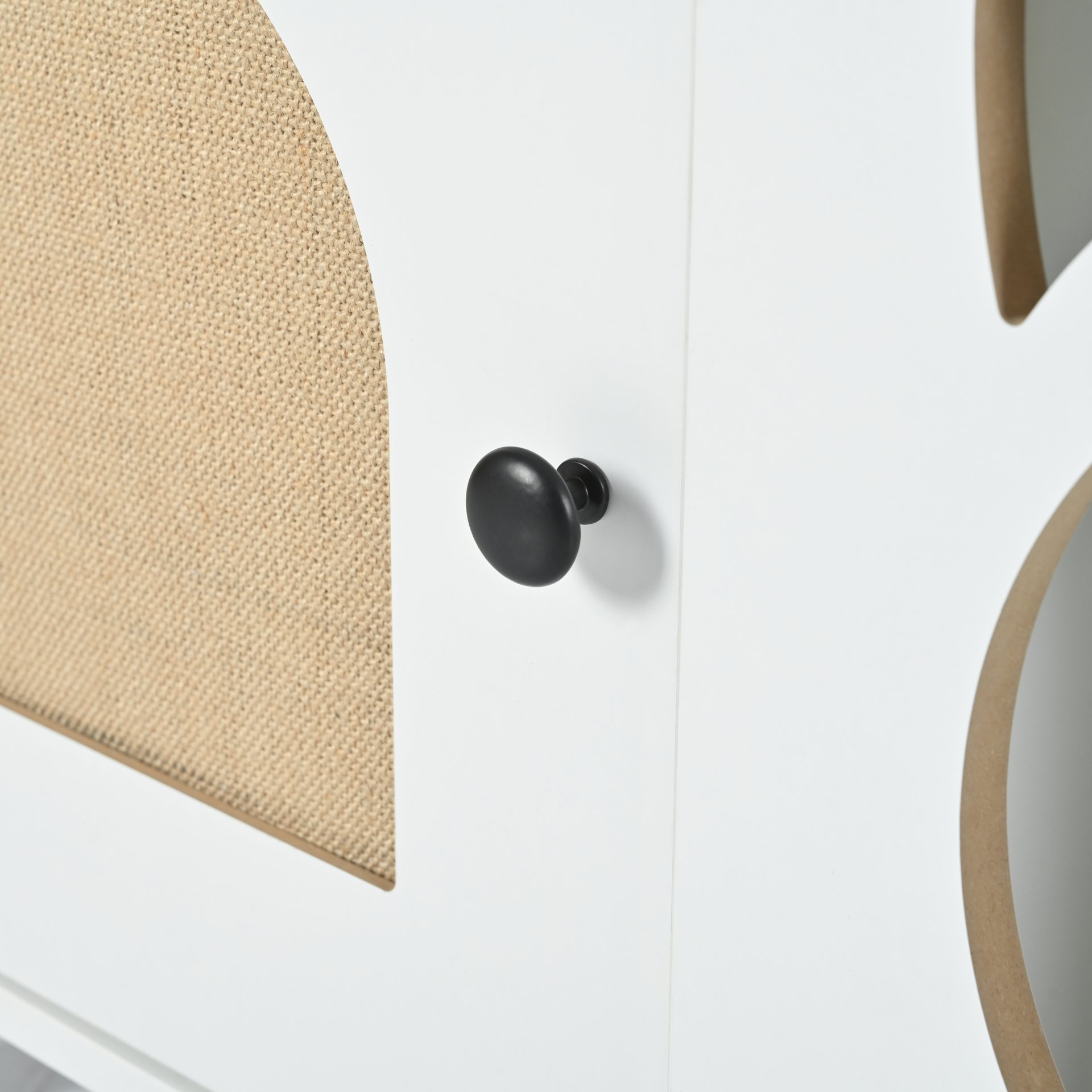 Furniture Style Cat Cabinet Cat Litter Box With Sisal Scratching Door - Cream White - Image 9