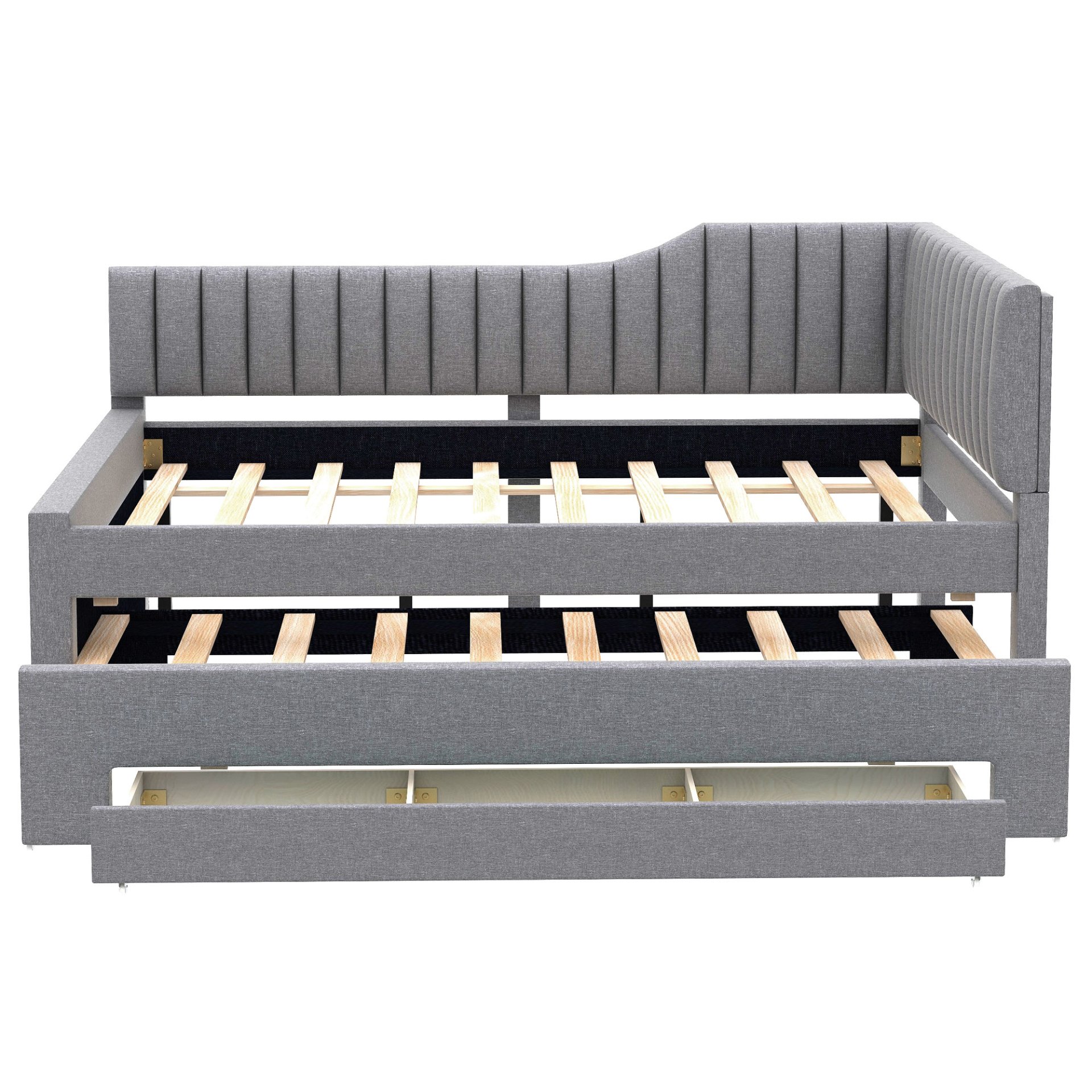 Full Size Upholstered Daybed With Trundle And 3 Drawers - Gray - Image 12