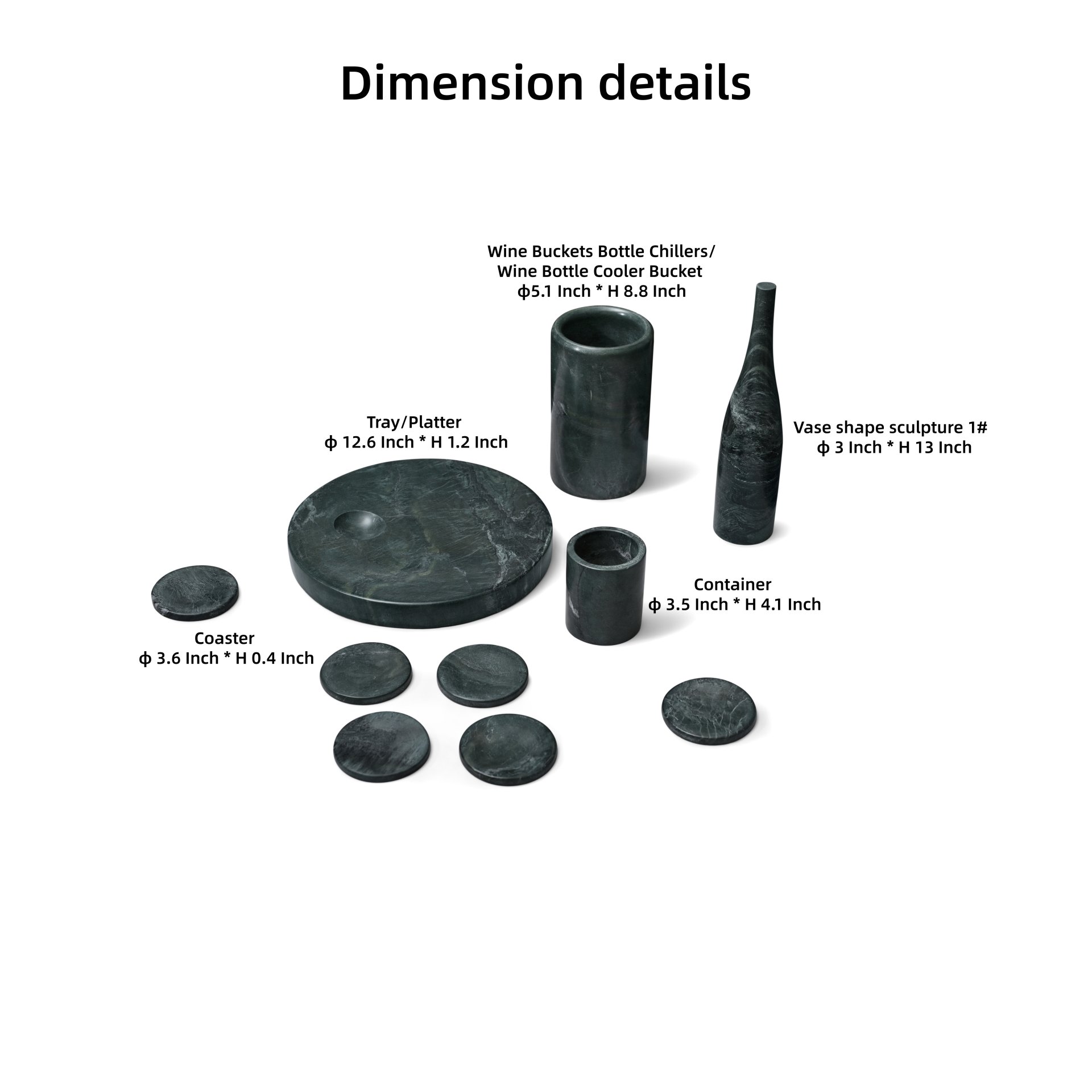 Natural Marble Dining Room Accessories Set, Luxury (Set of 10) - Green - Image 3