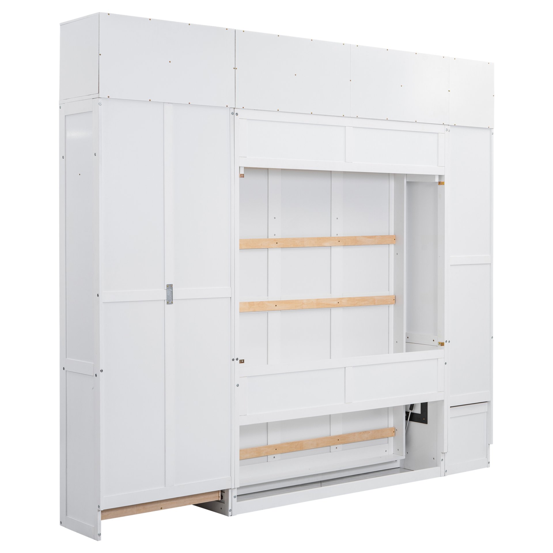 Full Size Murphy Bed With Lockers And Wardrobes - White - Image 17