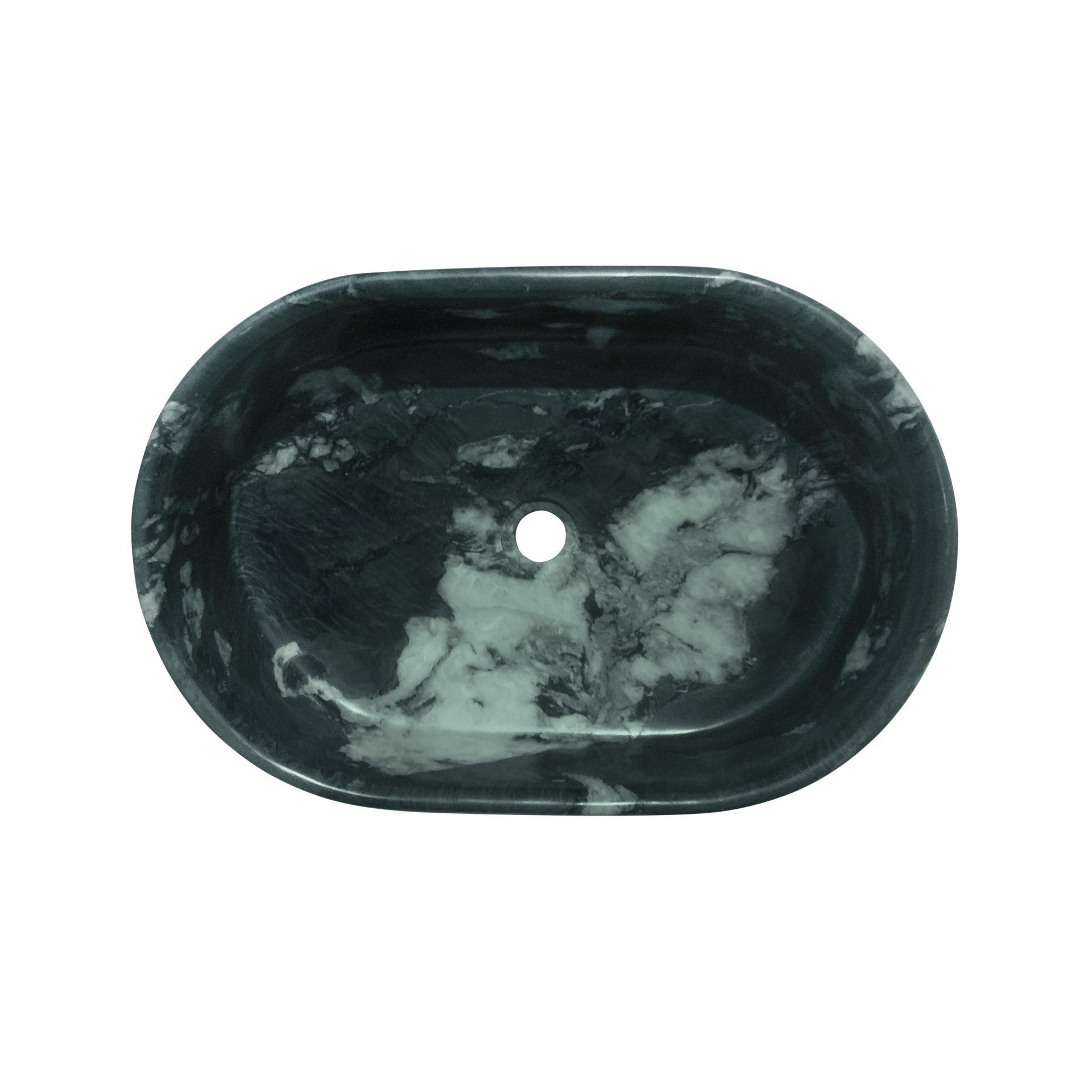 Vessel Sink, Semi Polished Surface, Genuine Real Marble, Oval Shape - Green - Image 9