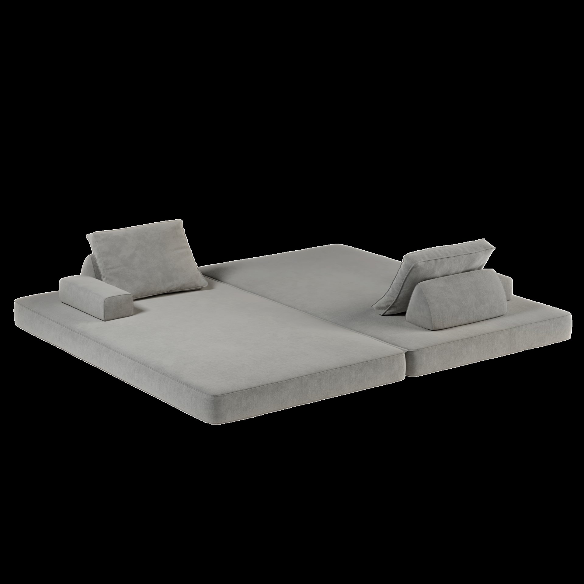 Multifunctional Convertible Sofa Bed With 2 Tumbler Backrests And 2 Pillows, Diy Modern Upholstered Couch - Light Gray - Image 24