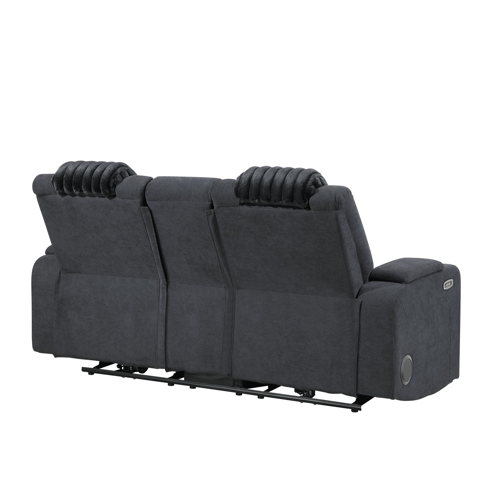 Duran - Power Reclining Loveseat, LED Light And Bluetooth Speaker - Black - Image 6