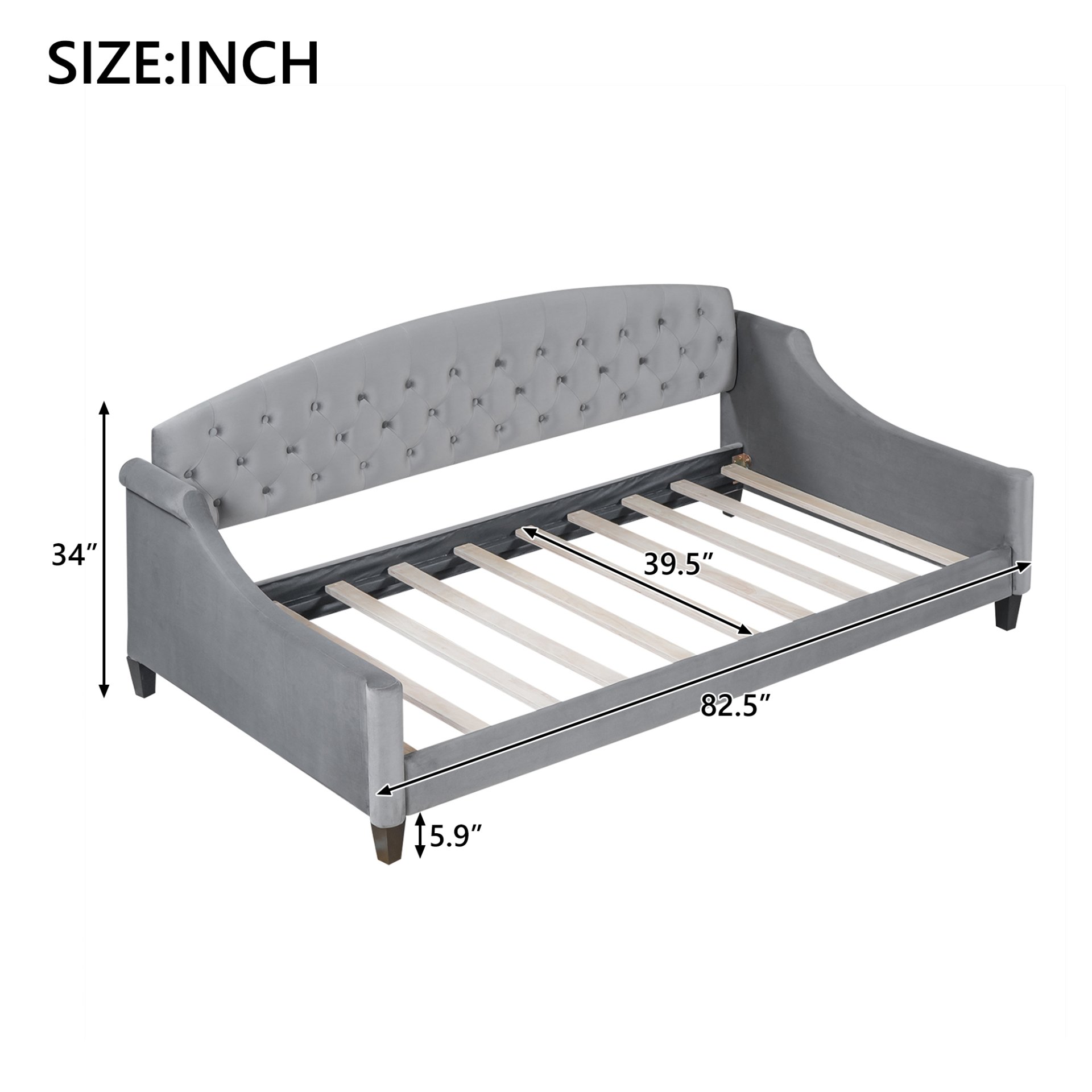 Luxury Tufted Button Daybed, Twin - Gray - Image 3