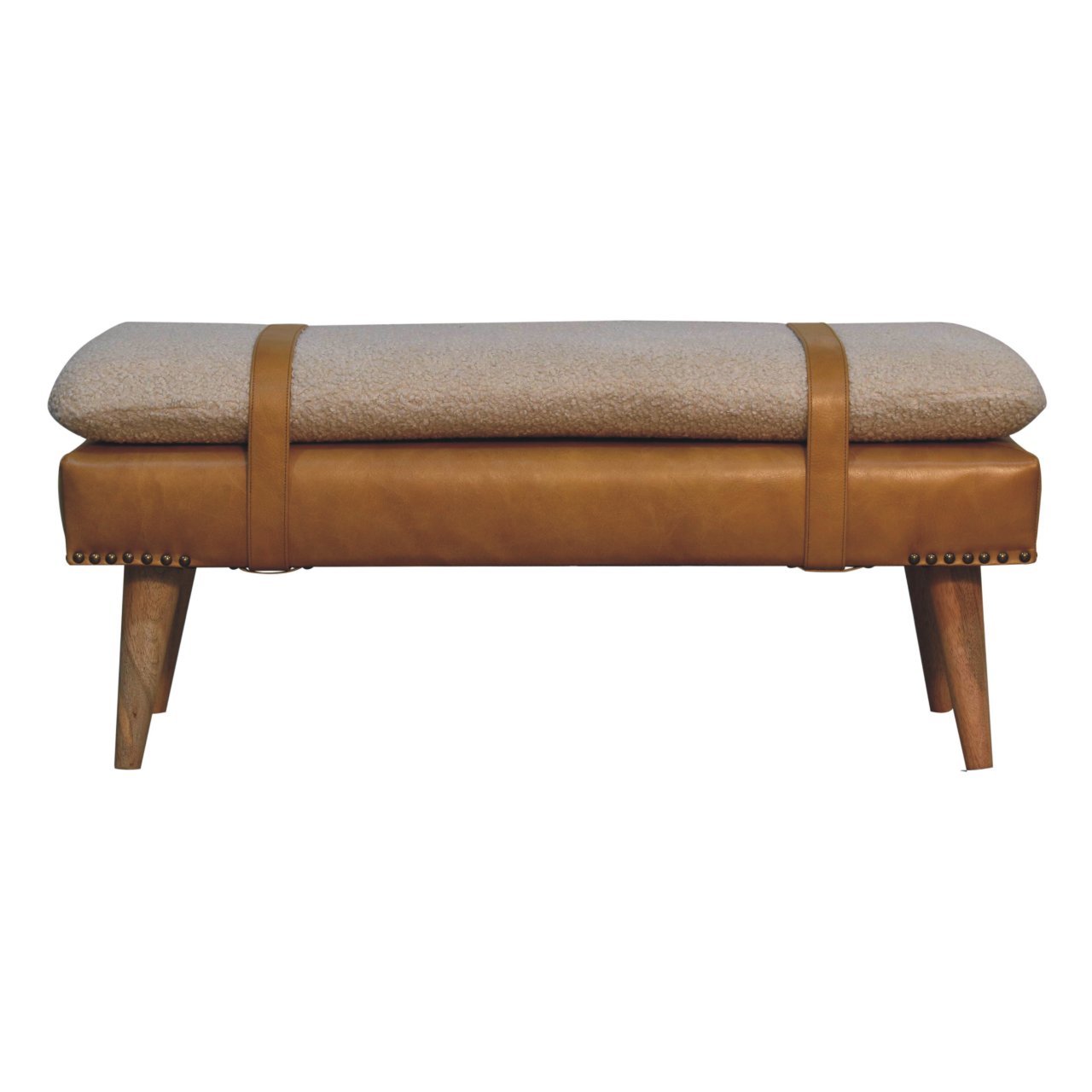 Bouclé Buffalo - Hide Leather Bench - Brown - Image 3