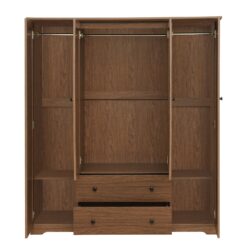 Wardrobe Armoire With 4 Doors, 2 Drawers - Brown