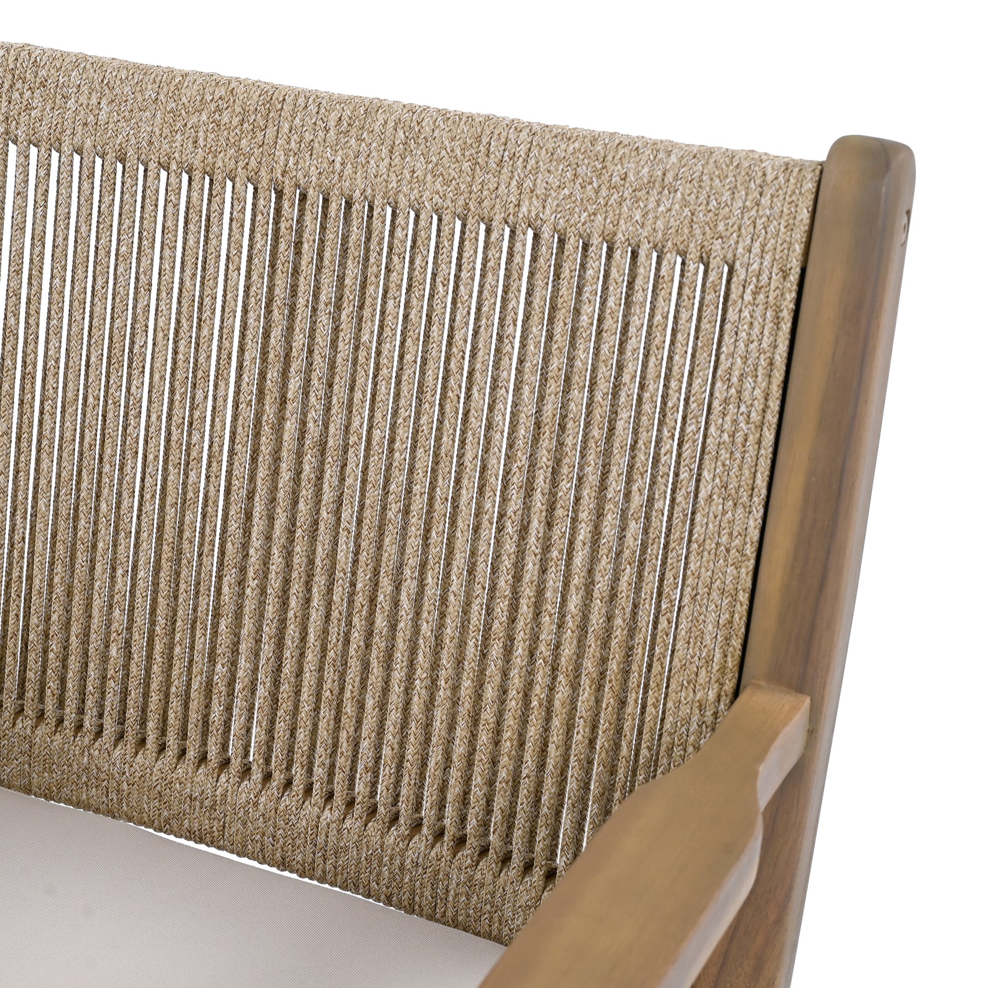 Outdoor Dining Chairs, Patio Armchair With Rope Design Back (Set of 2) - Light Brown - Image 15