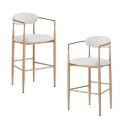 Upholstered Barstools & Back For Kitchen Island (Set of 2) - Beige