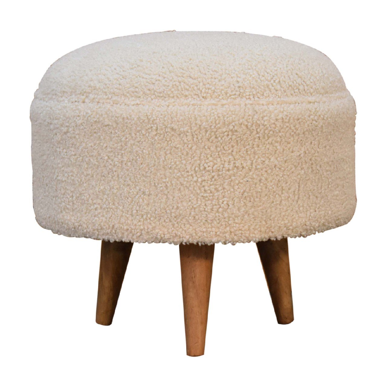 Boucle Rounded Footstool - Oak - Image 3