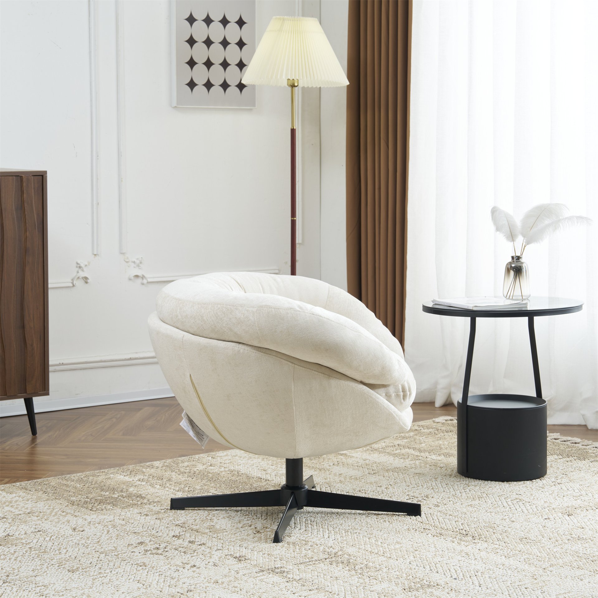 Modern Office Chair With Swivel - Beige - Image 14