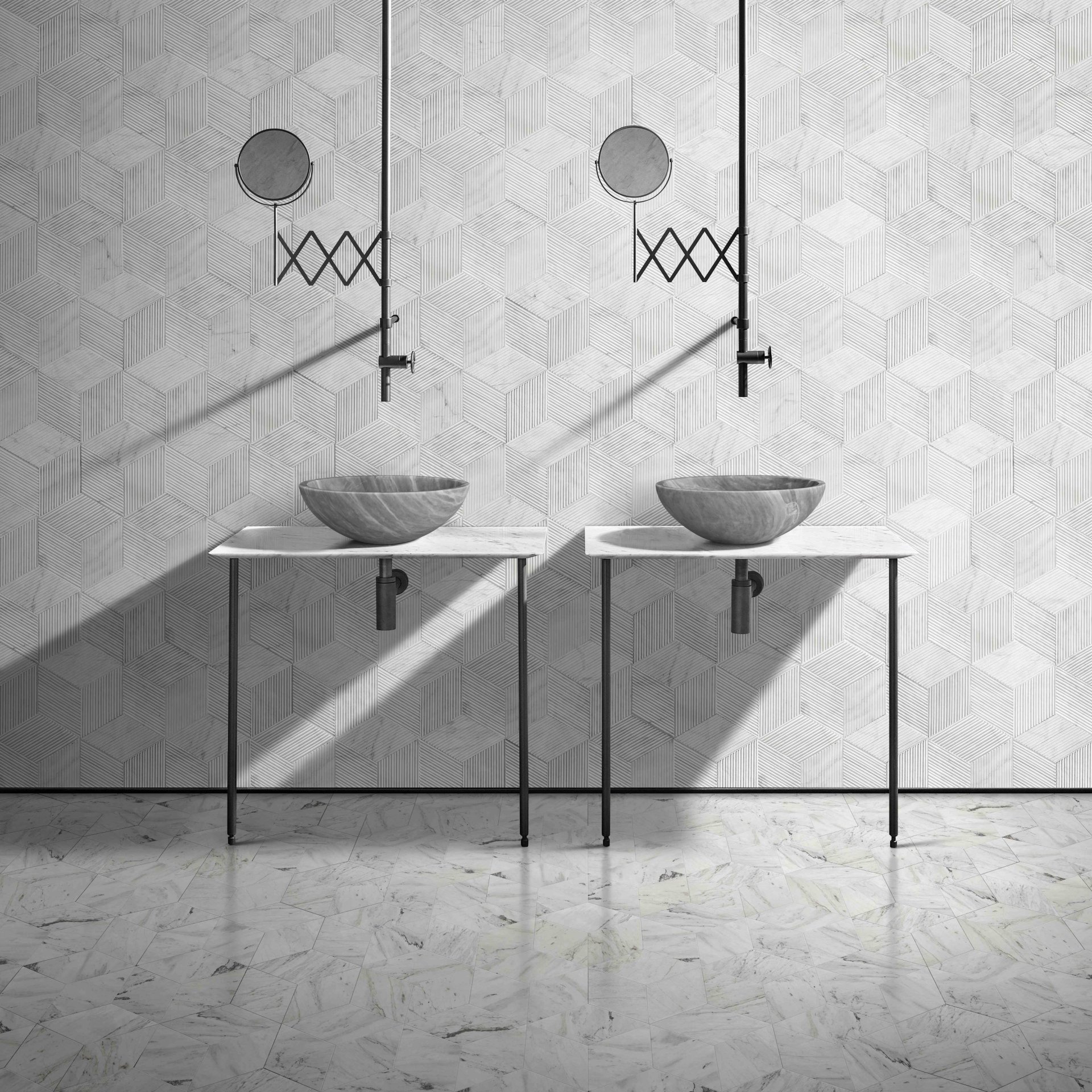 Bathroom Vessel Sink, Semi Polished Surface, Genuine Real Marble - Gray - Image 6