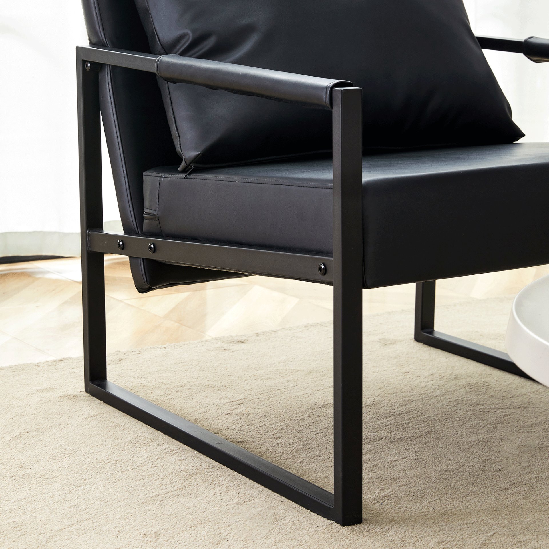 Classic Metal Frame Sofa Ergonomically Designed, A Perfect Blend Of Modern And Industrial Styles - Black - Image 13