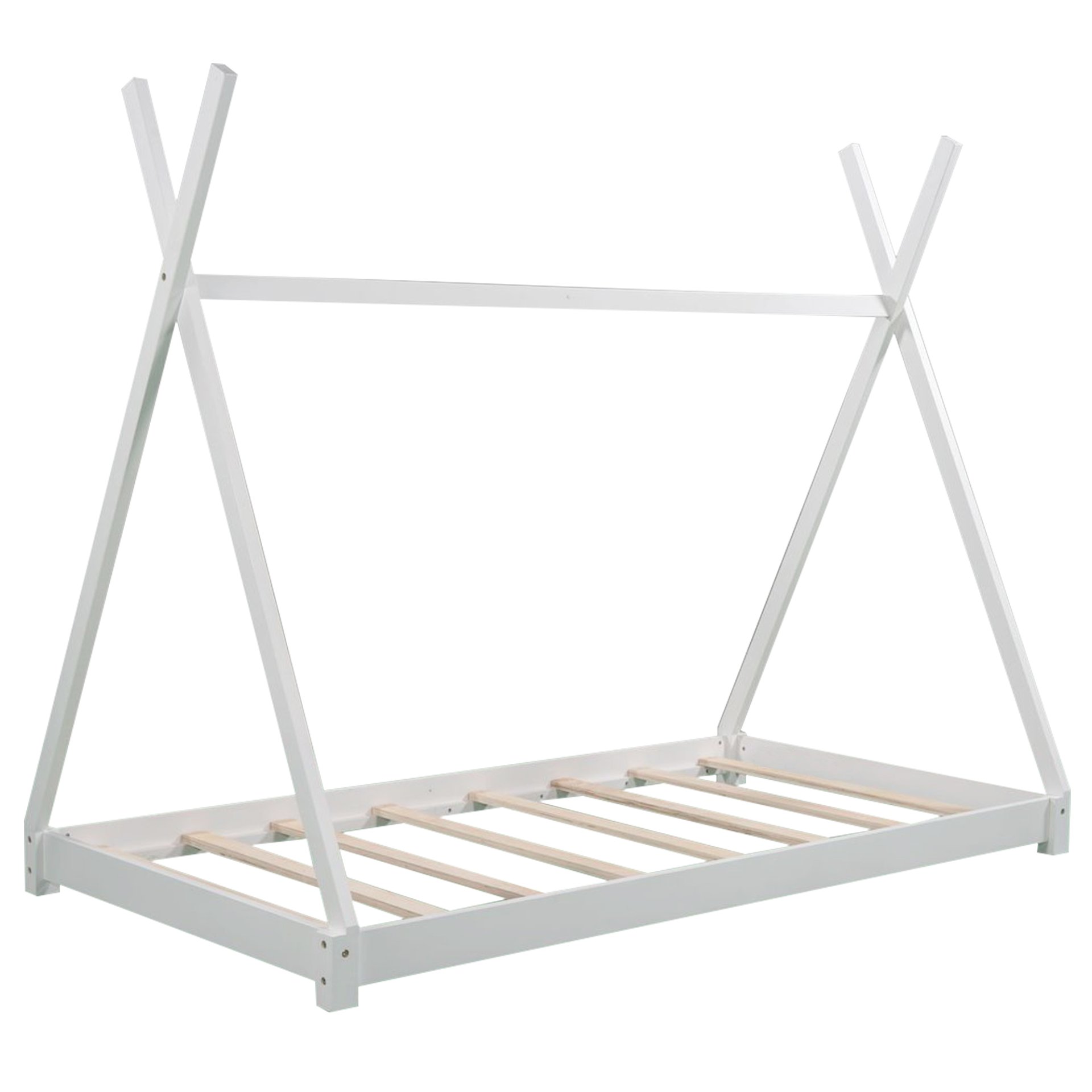 Twin Size House Platform Bed With Triangle Structure - White - Image 6